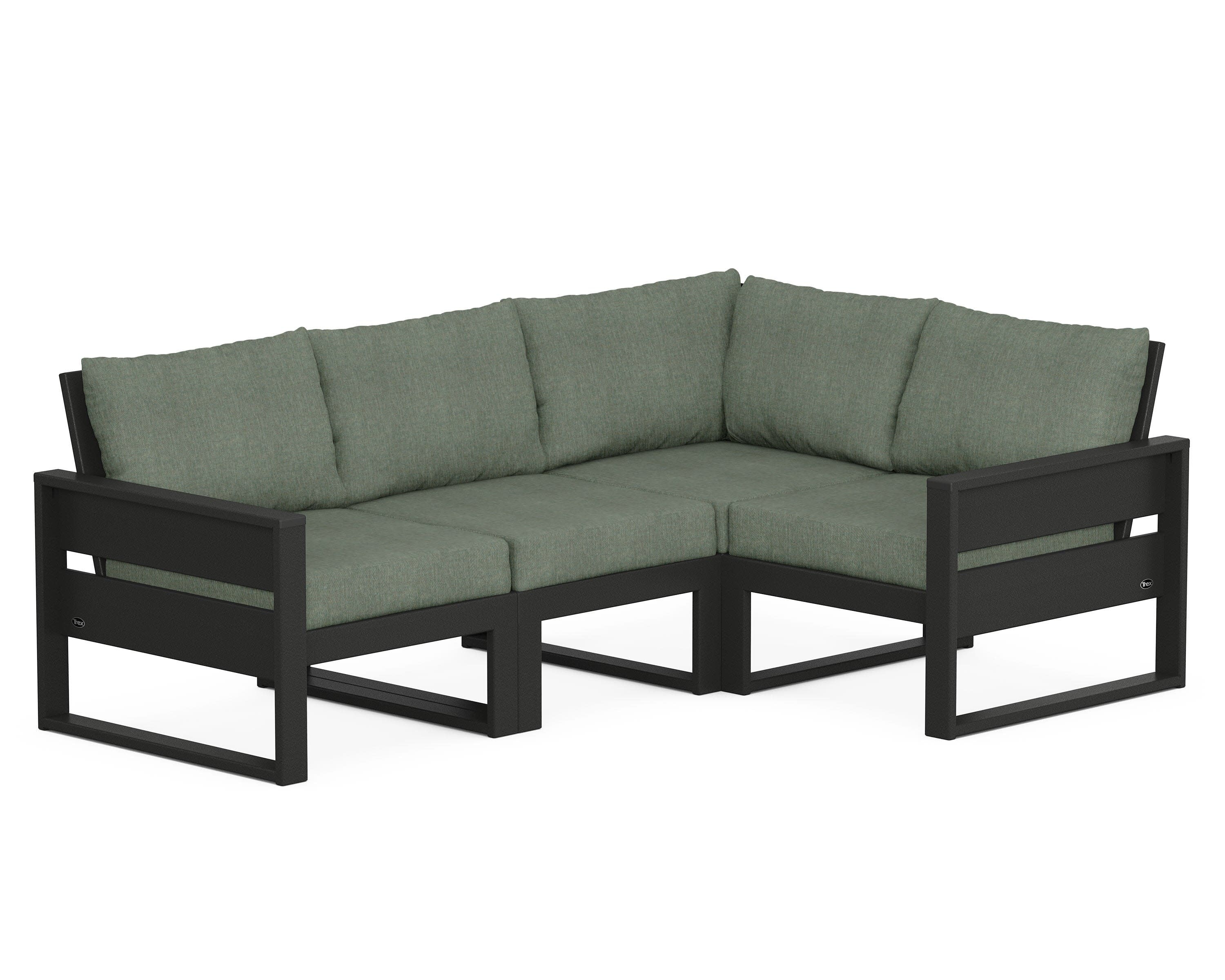 Eastport 4- Piece Sectional in Charcoal Black / Cast Sage