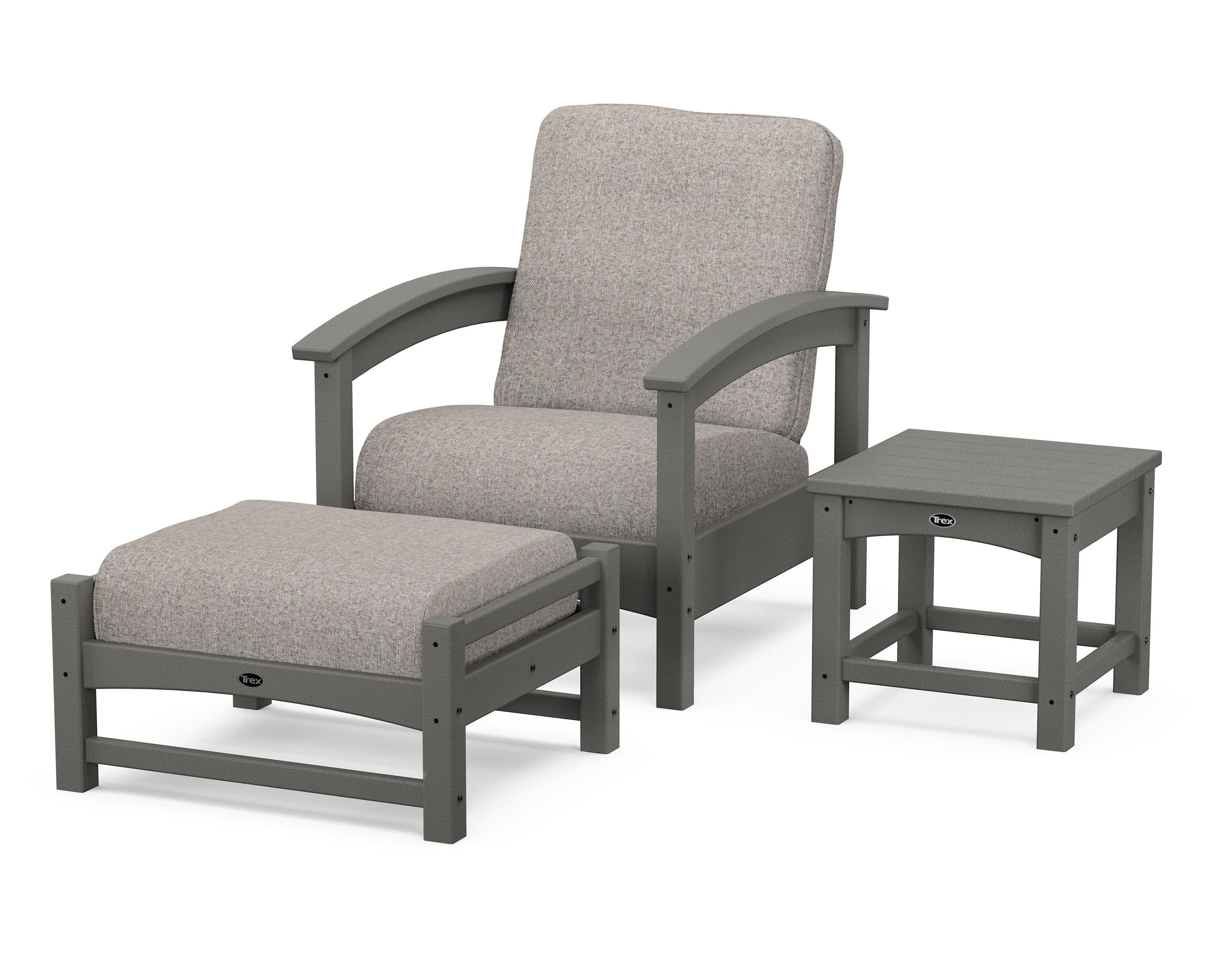 Rockport 3-Piece Deep Seating Set in Stepping Stone / Weathered Tweed