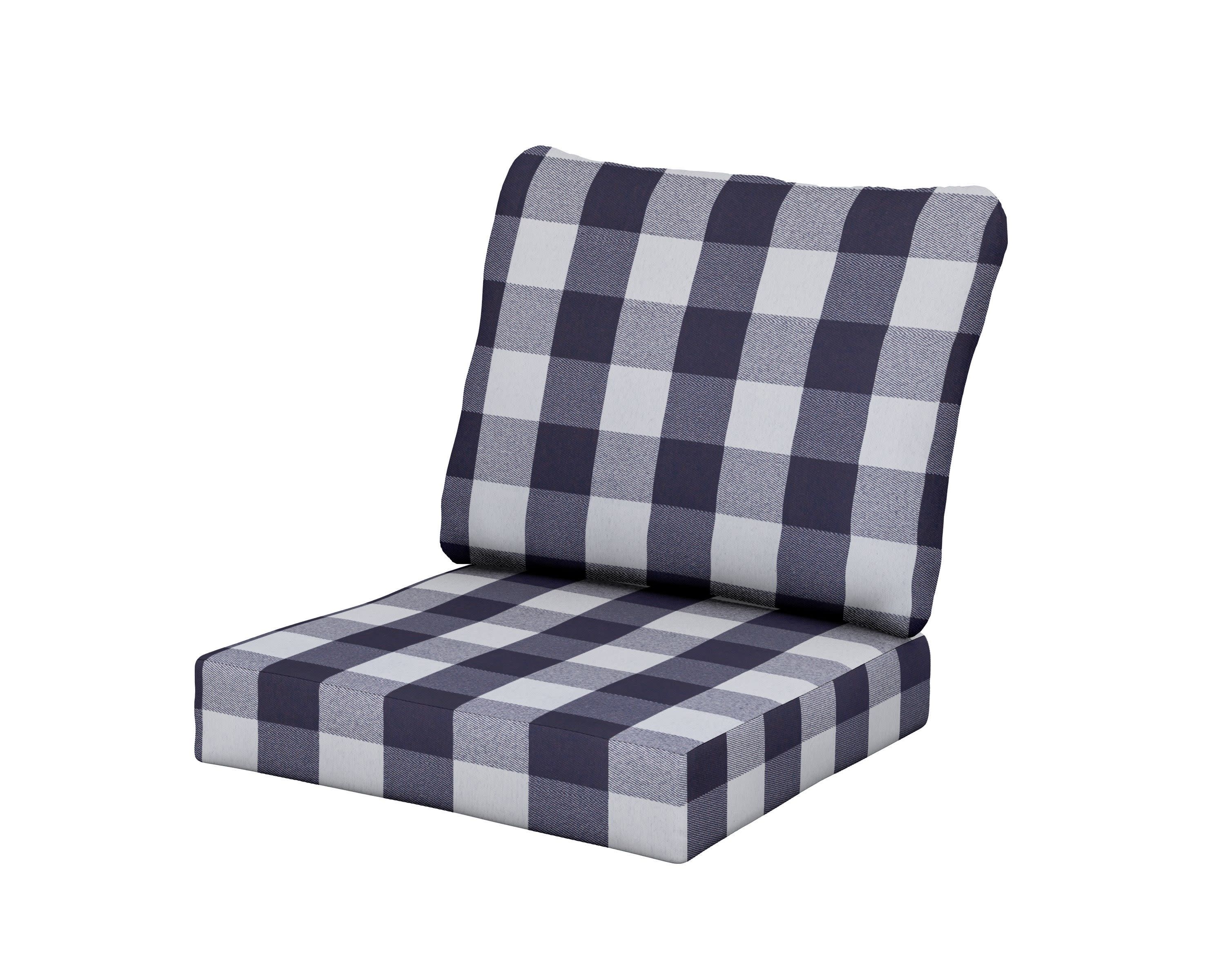 Baffle Seat/Back Cushion in Buffalo Plaid Navy