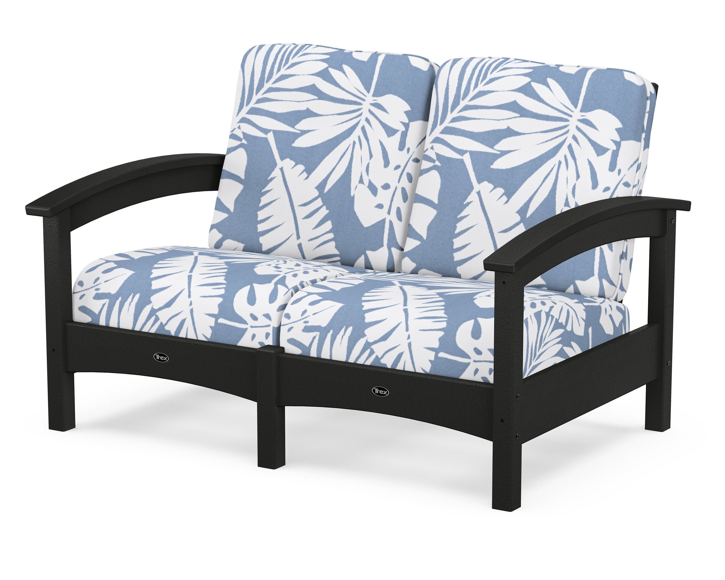 Rockport Club Loveseat in Charcoal Black / Leaf Sky Blue