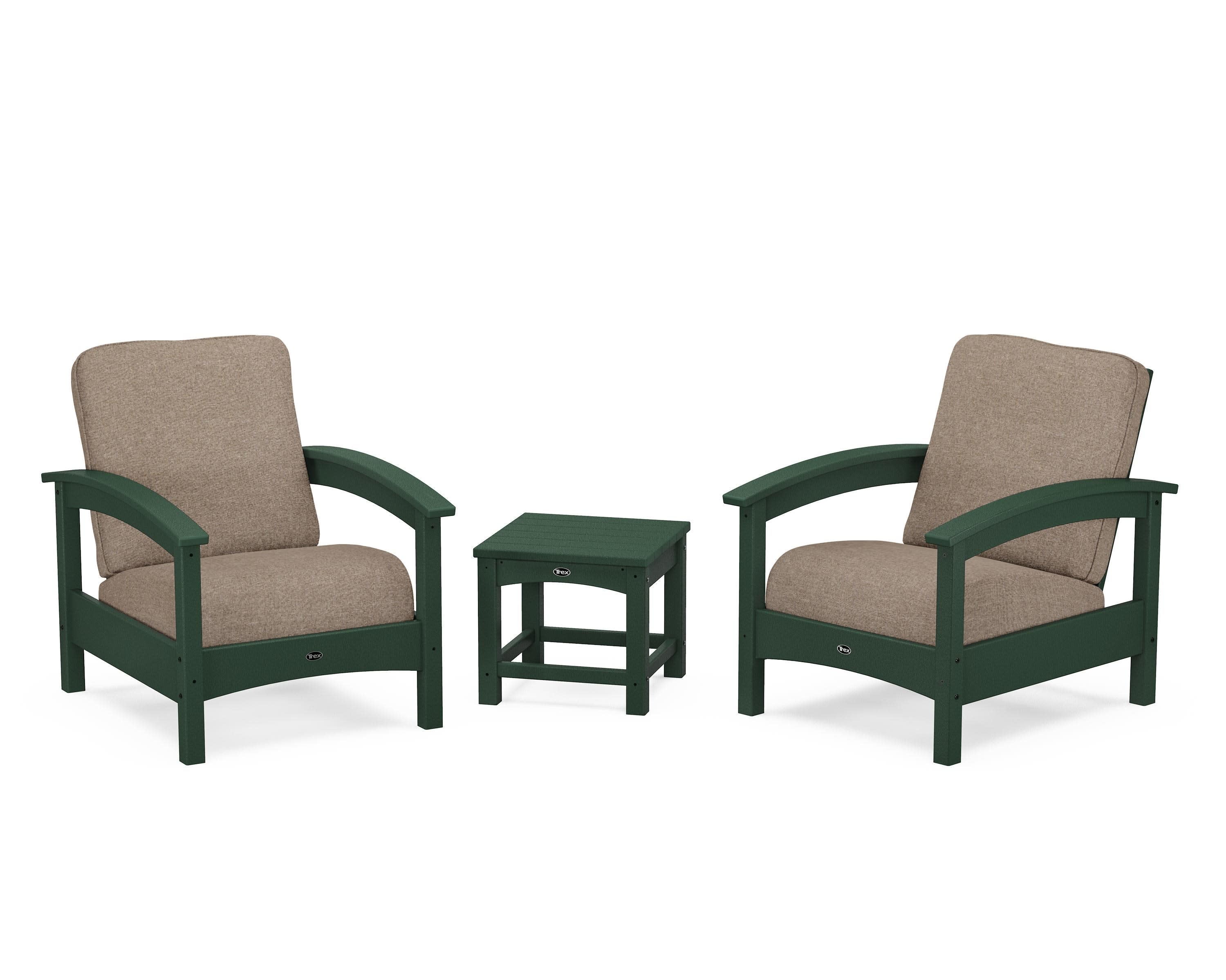Rockport Club 3-Piece Deep Seating Conversation Set in Rainforest Canopy / Spiced Burlap