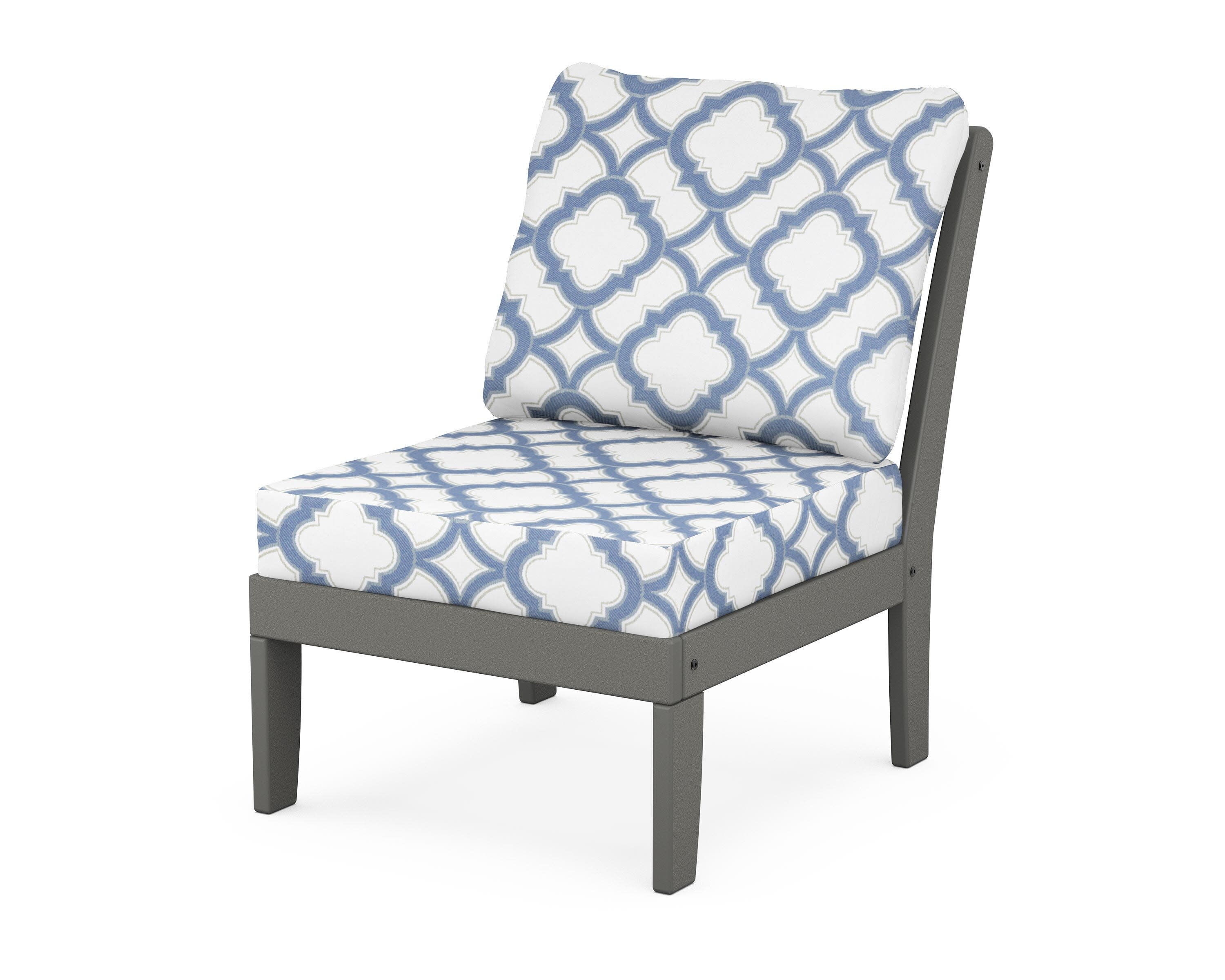 Yacht Club Modular Armless Chair in Stepping Stone / Trellis Sky Blue