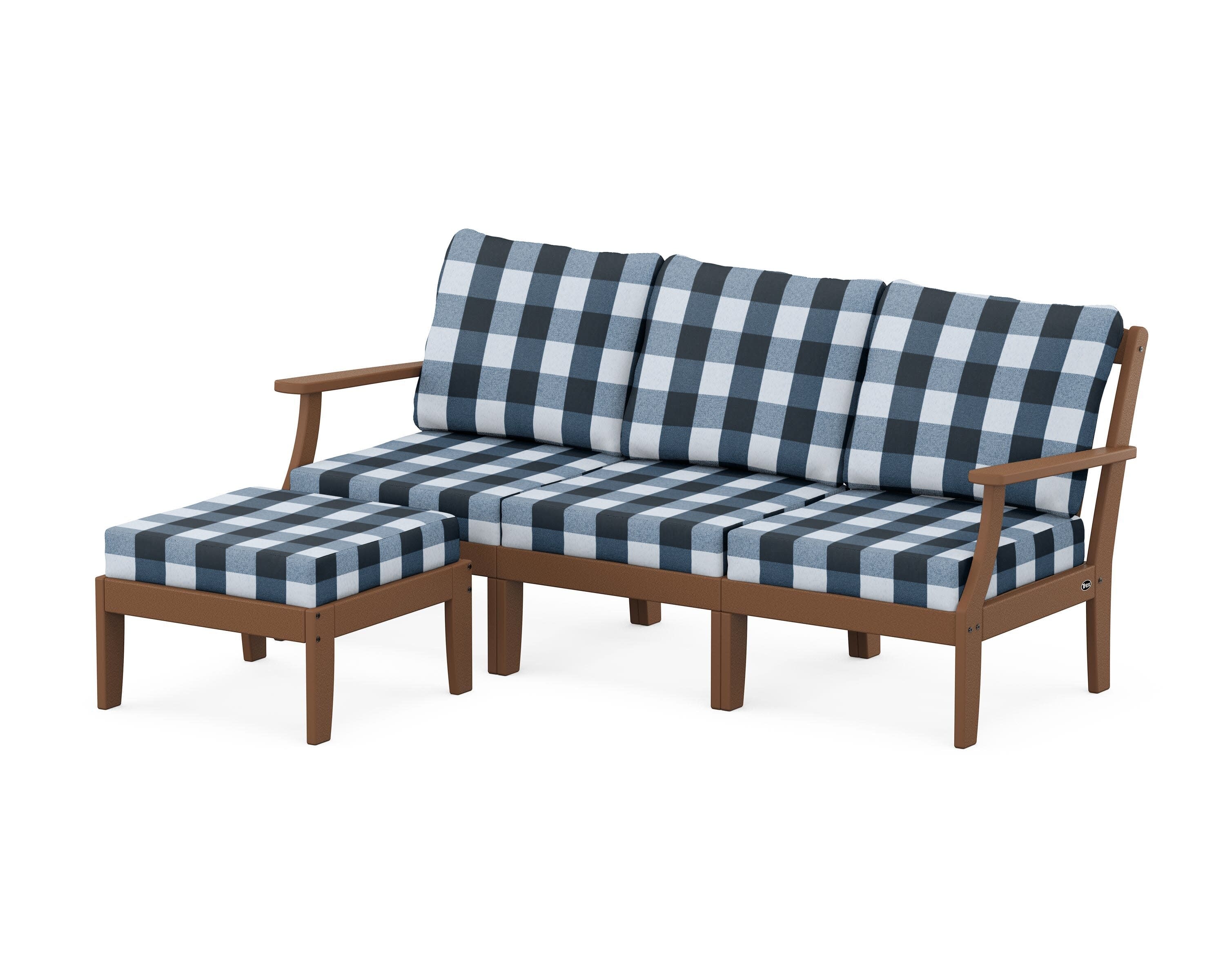 Yacht Club Modular 4-Piece Deep Seating Set with Ottoman in Tree House / Buffalo Plaid Marine Indigo
