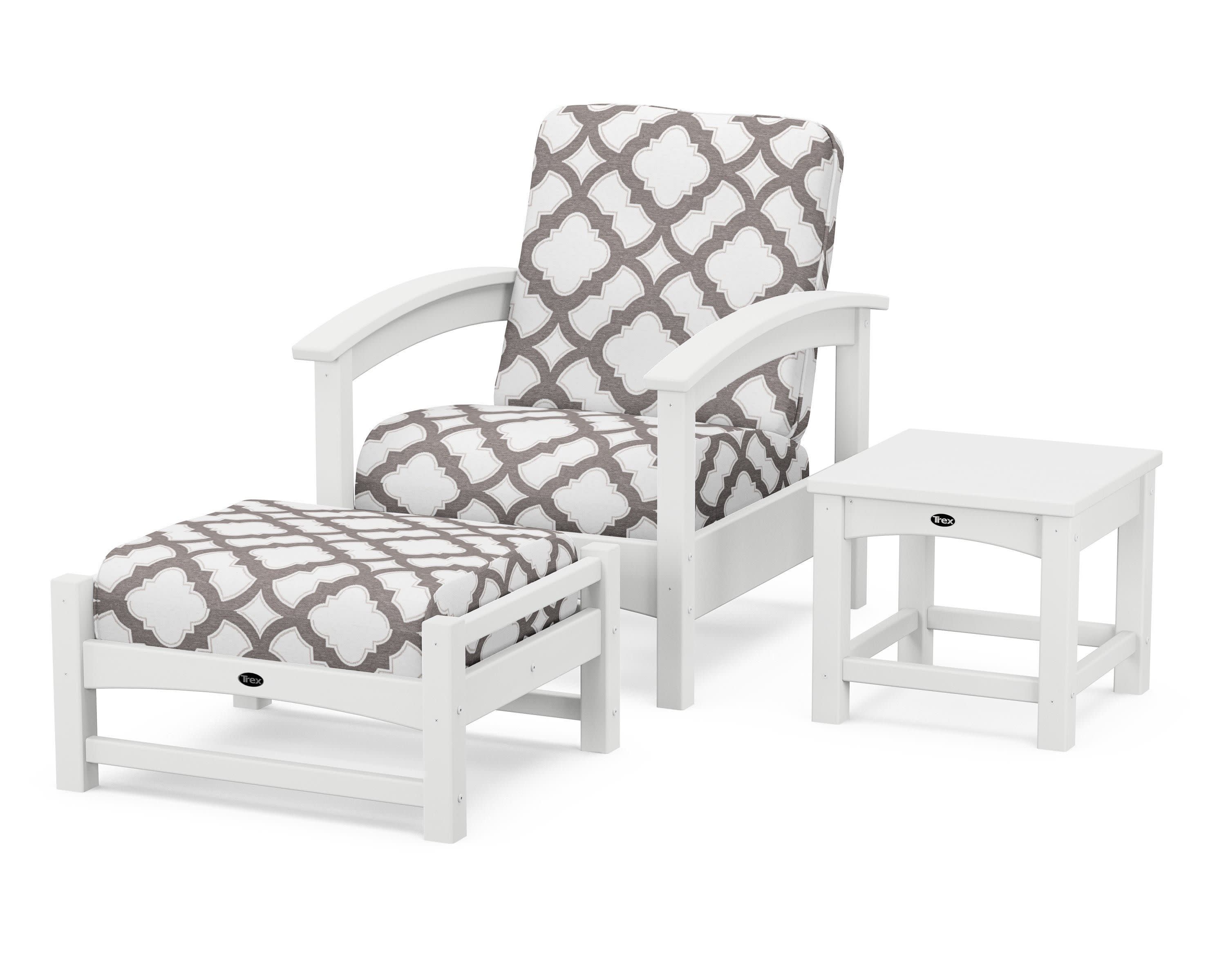 Rockport 3-Piece Deep Seating Set in Classic White / Trellis Grey Mist