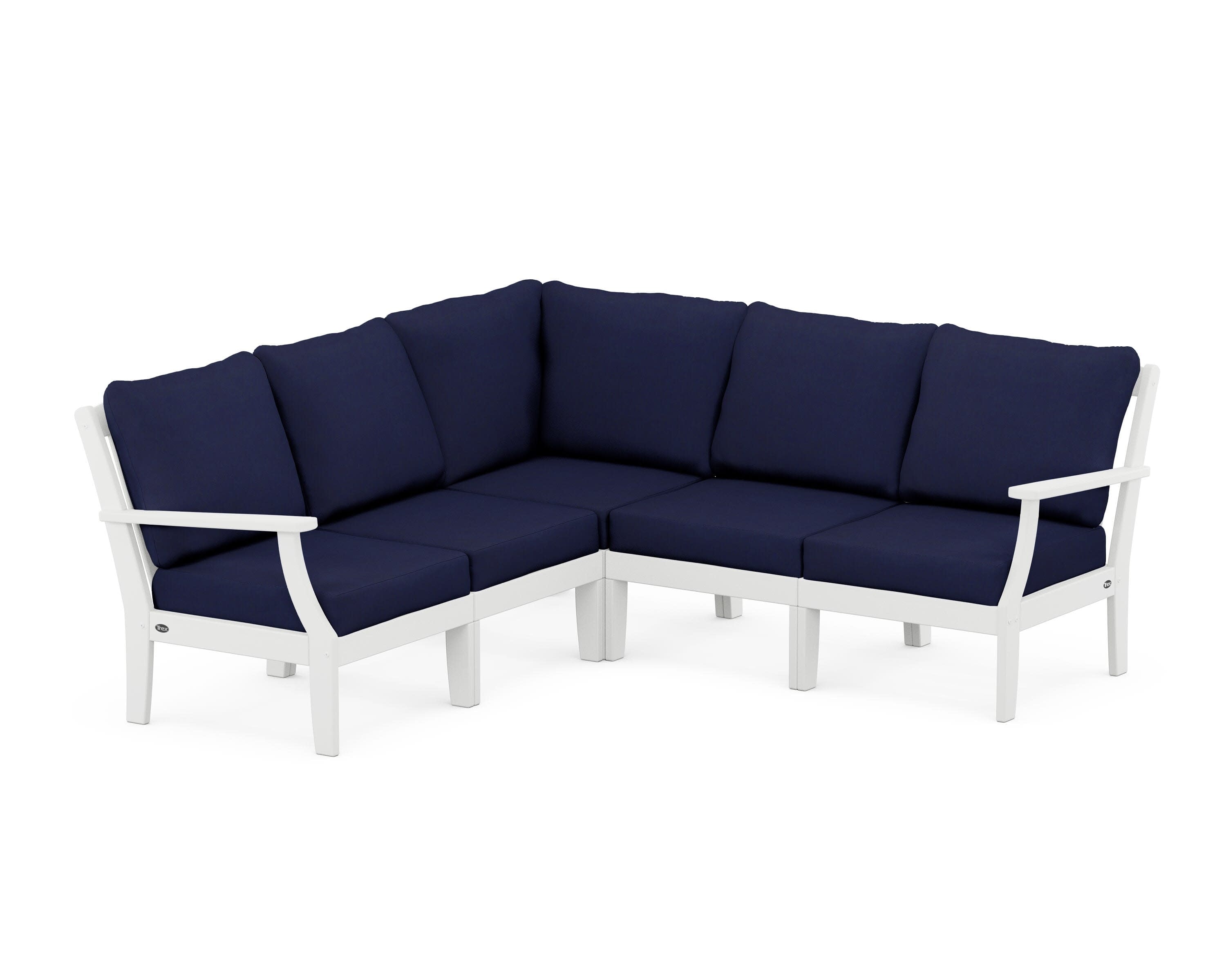 Yacht Club Modular 5-Piece Deep Seating Set in Classic White / Navy