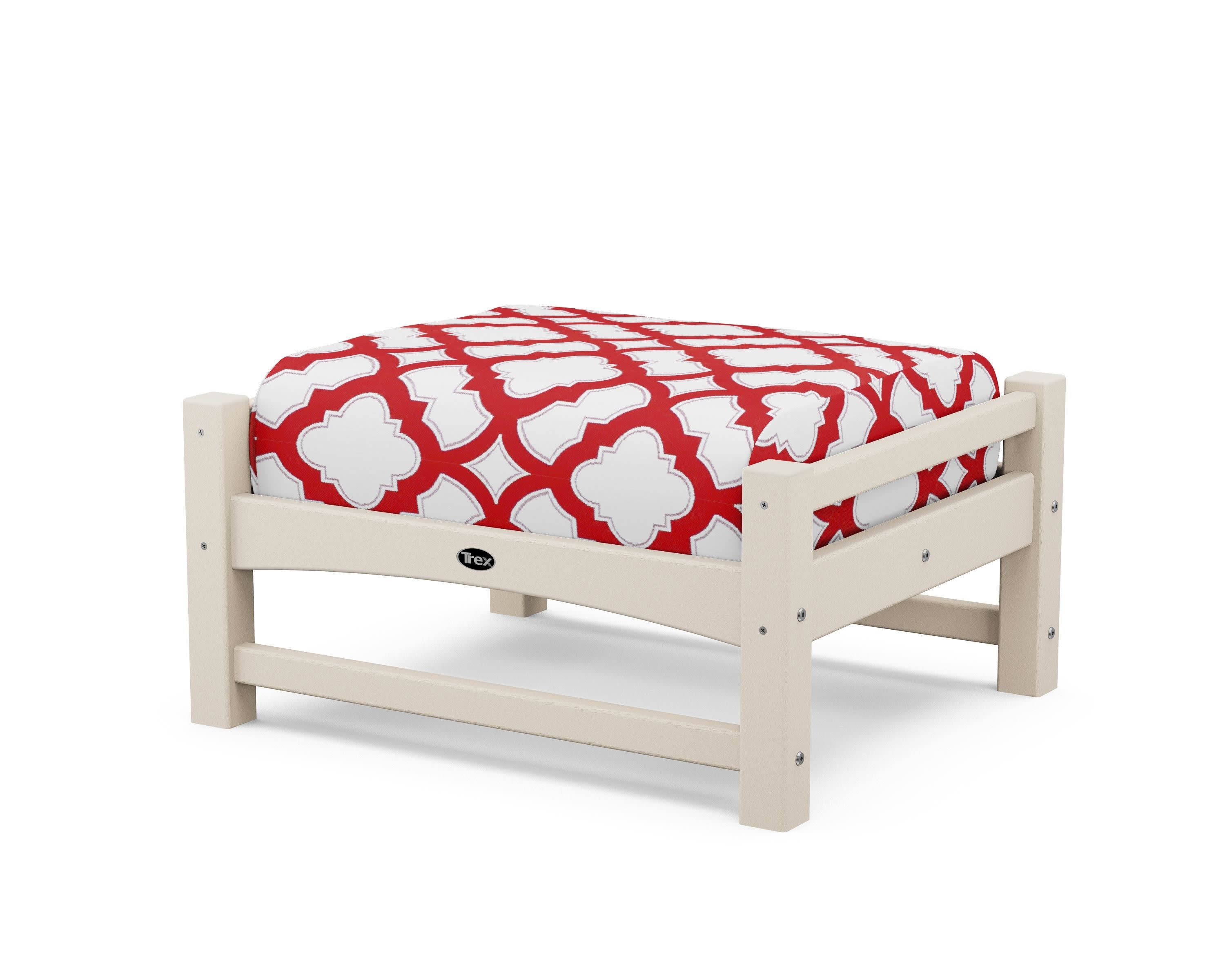 Rockport Club Ottoman in Sand Castle / Trellis Crimson