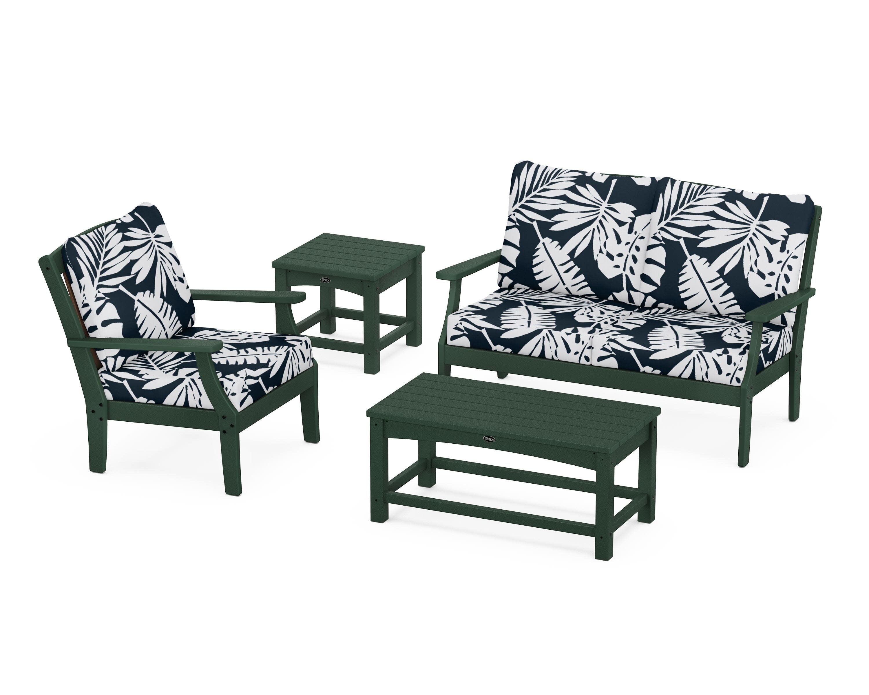 Yacht Club 4-Piece Deep Seating Set in Rainforest Canopy / Leaf Marine Indigo