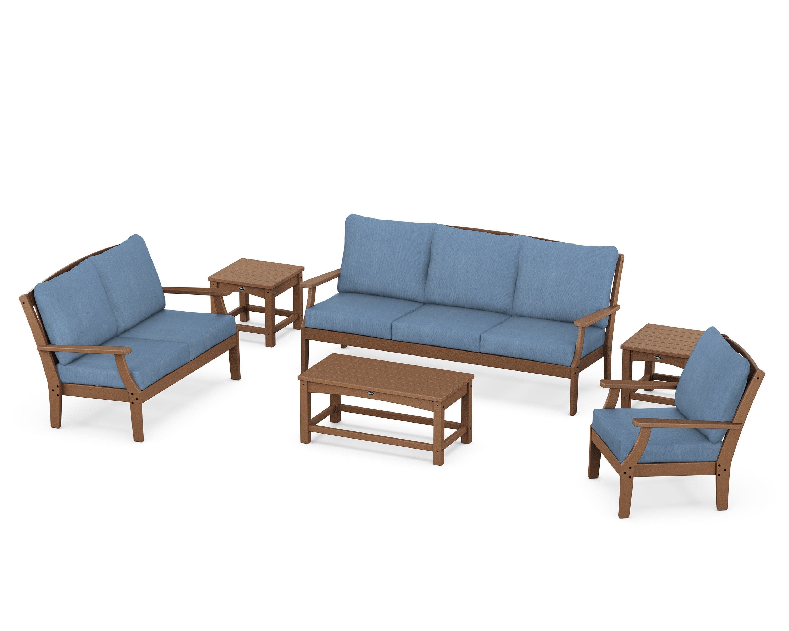 Yacht Club 6-Piece Deep Seating Set in Tree House / Sky Blue
