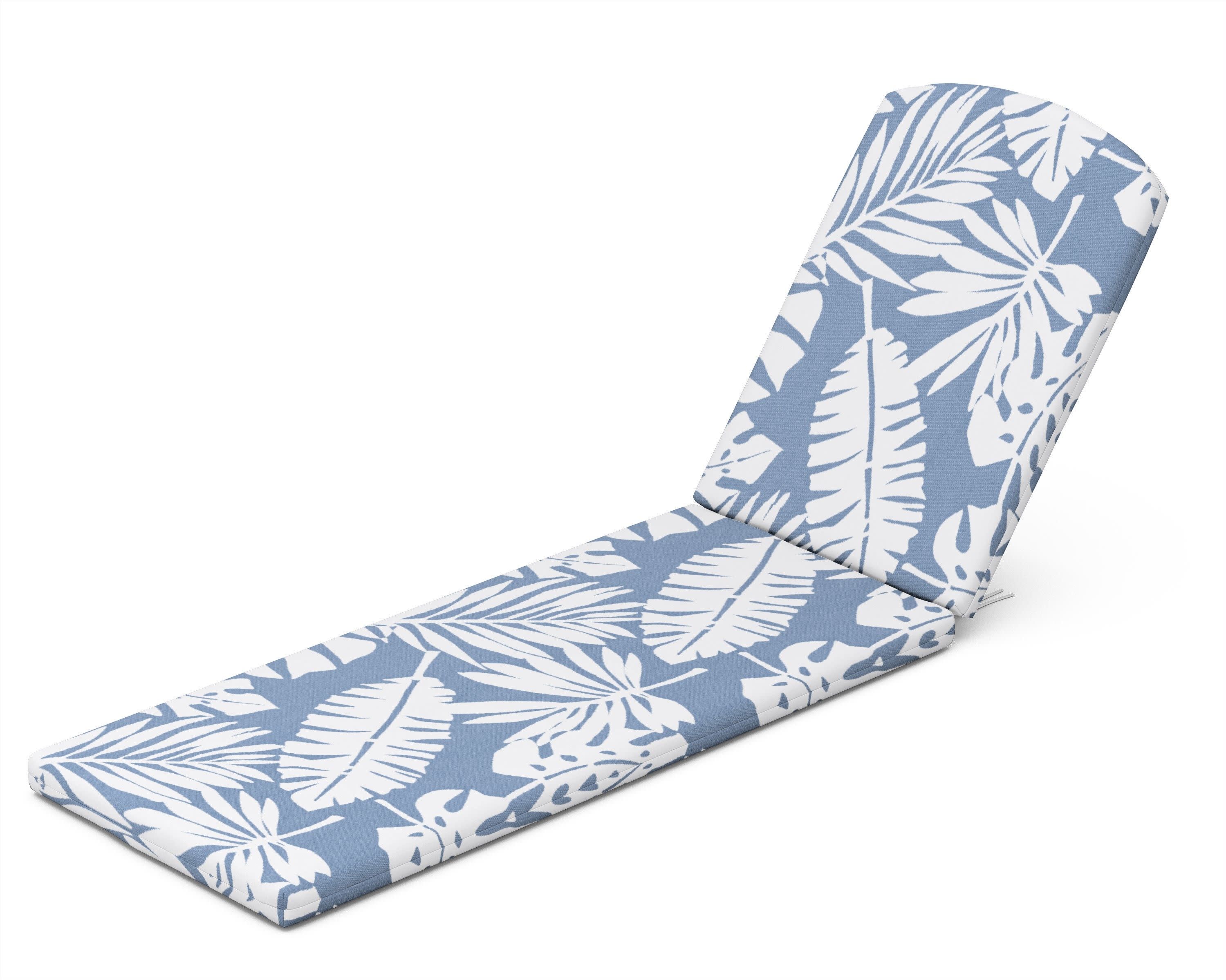 Chaise Cushion - 77"D x 21.25"W x 2.5"H in Leaf Sky Blue