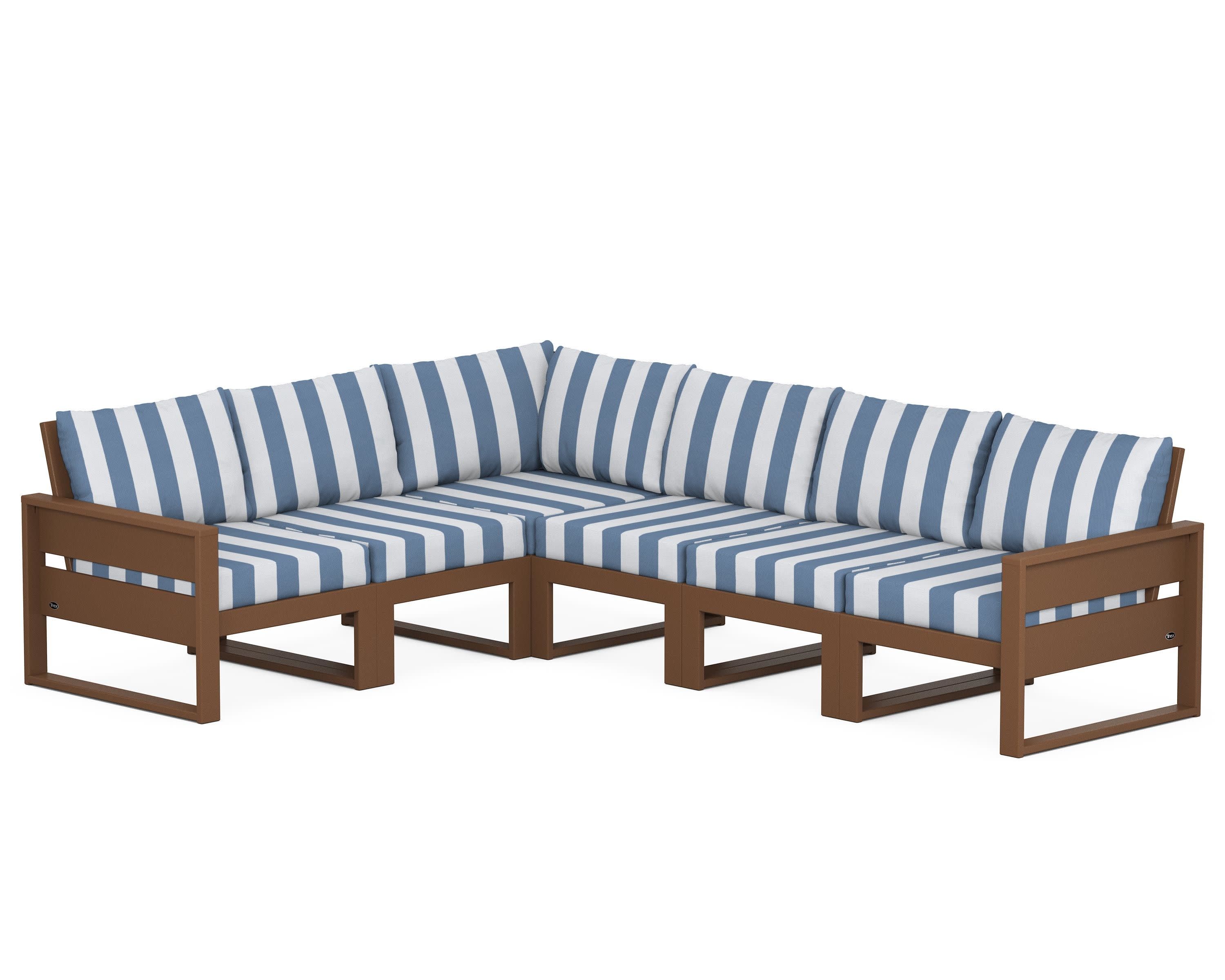Eastport 6-Piece Sectional in Tree House / Cabana Stripe Sky Blue