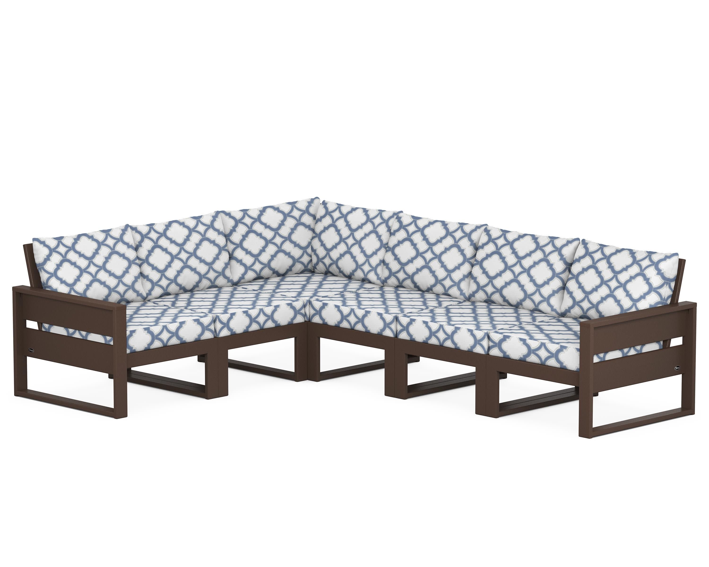 Eastport 6-Piece Sectional in Vintage Lantern / Trellis Sky Blue