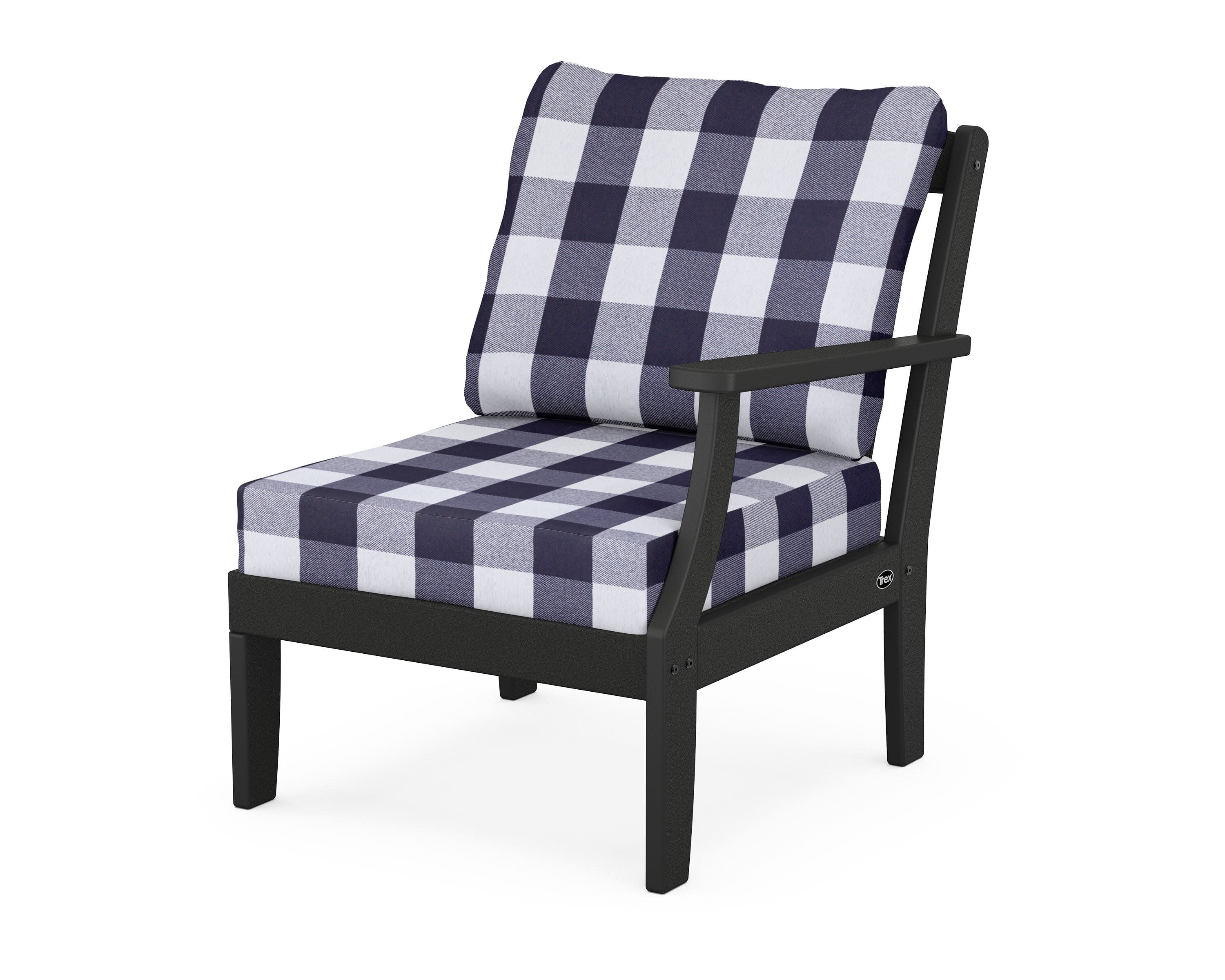 Yacht Club Modular Right Arm Chair in Charcoal Black / Buffalo Plaid Navy