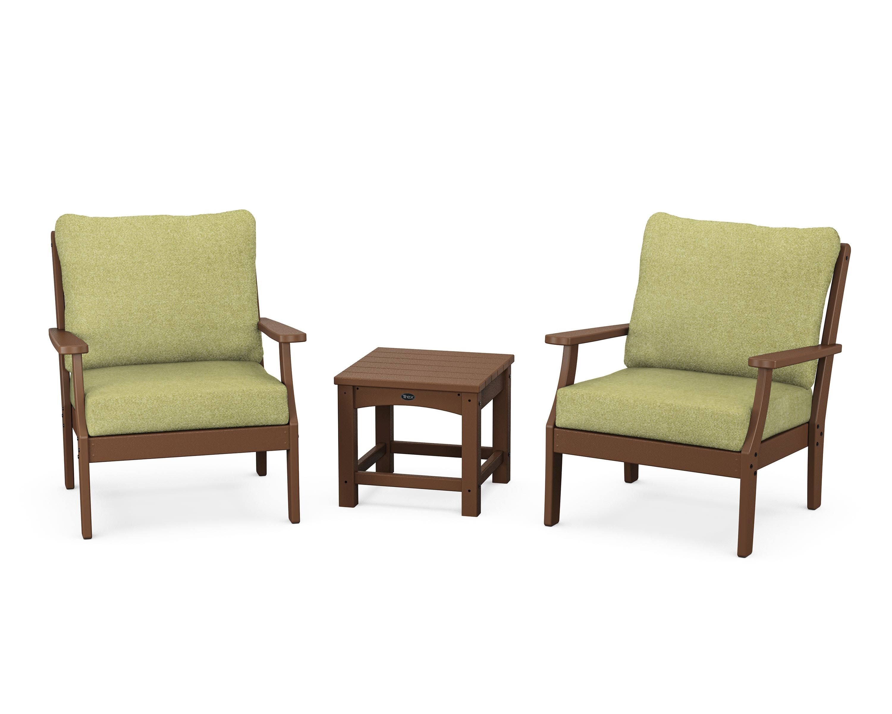 Yacht Club 3-Piece Deep Seating Set in Tree House / Chartreuse Boucle