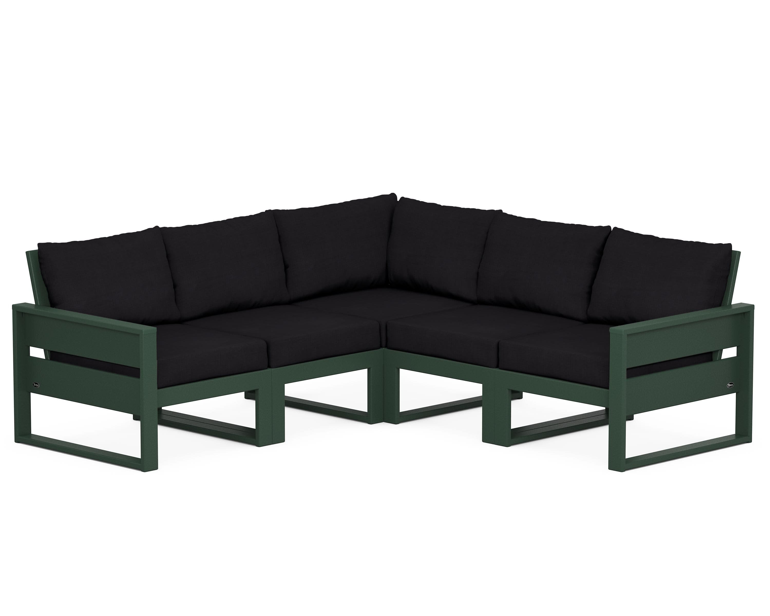 Eastport 5-Piece Sectional in Rainforest Canopy / Midnight Linen
