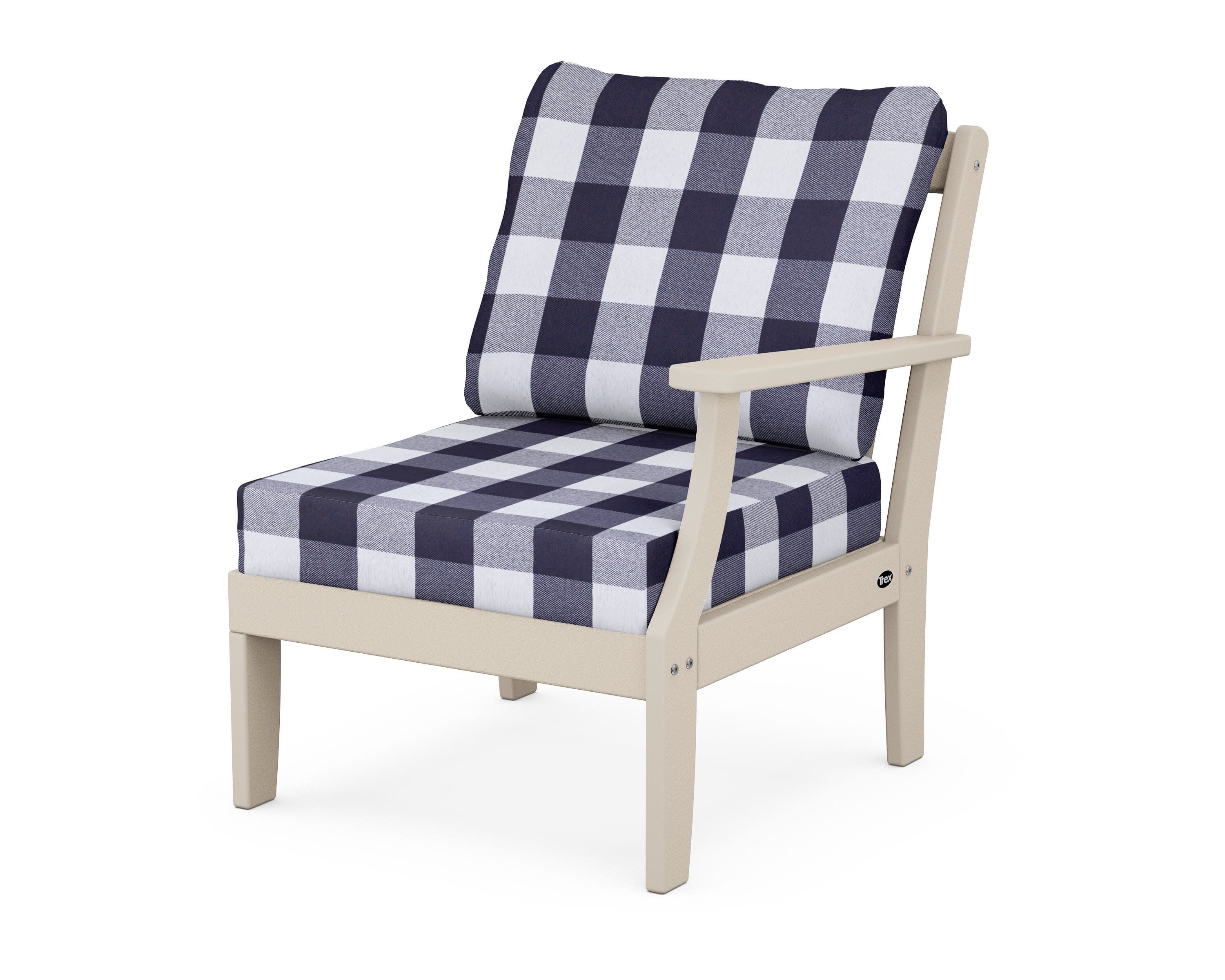 Yacht Club Modular Right Arm Chair in Sand Castle / Buffalo Plaid Navy