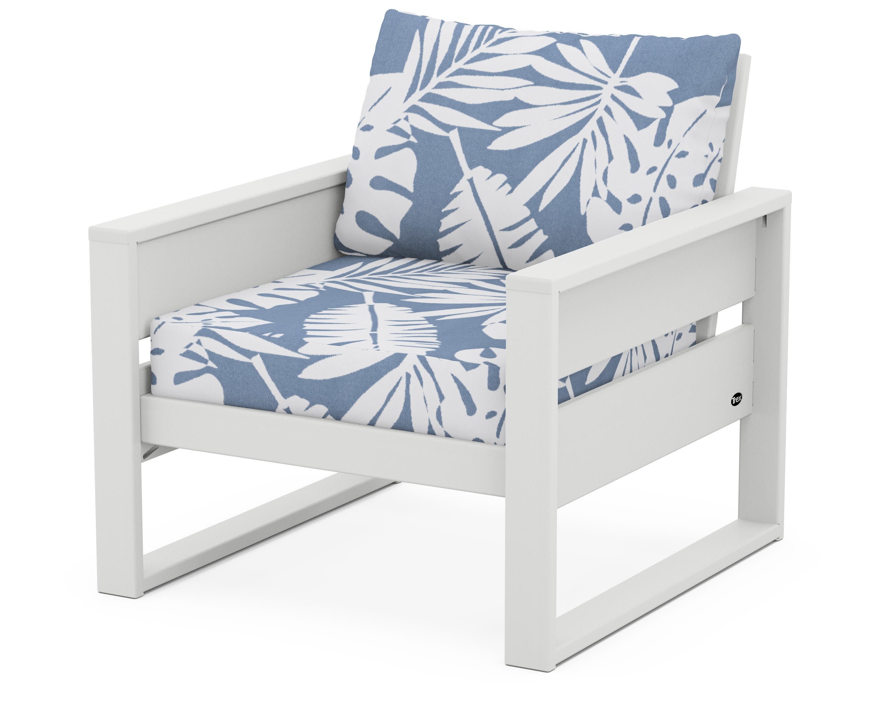 Eastport Club Chair in Classic White / Leaf Sky Blue