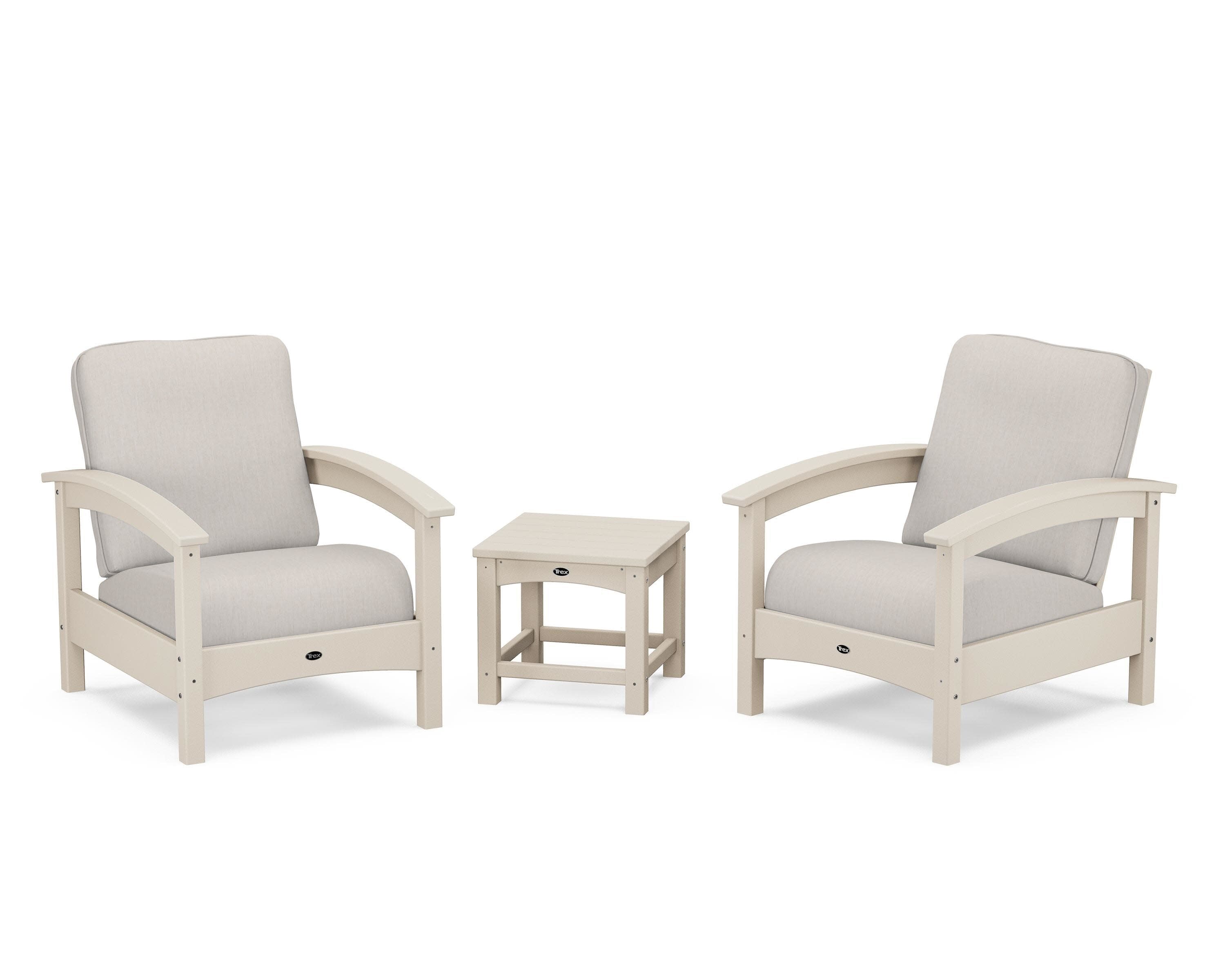 Rockport Club 3-Piece Deep Seating Conversation Set in Sand Castle / Cast Ash