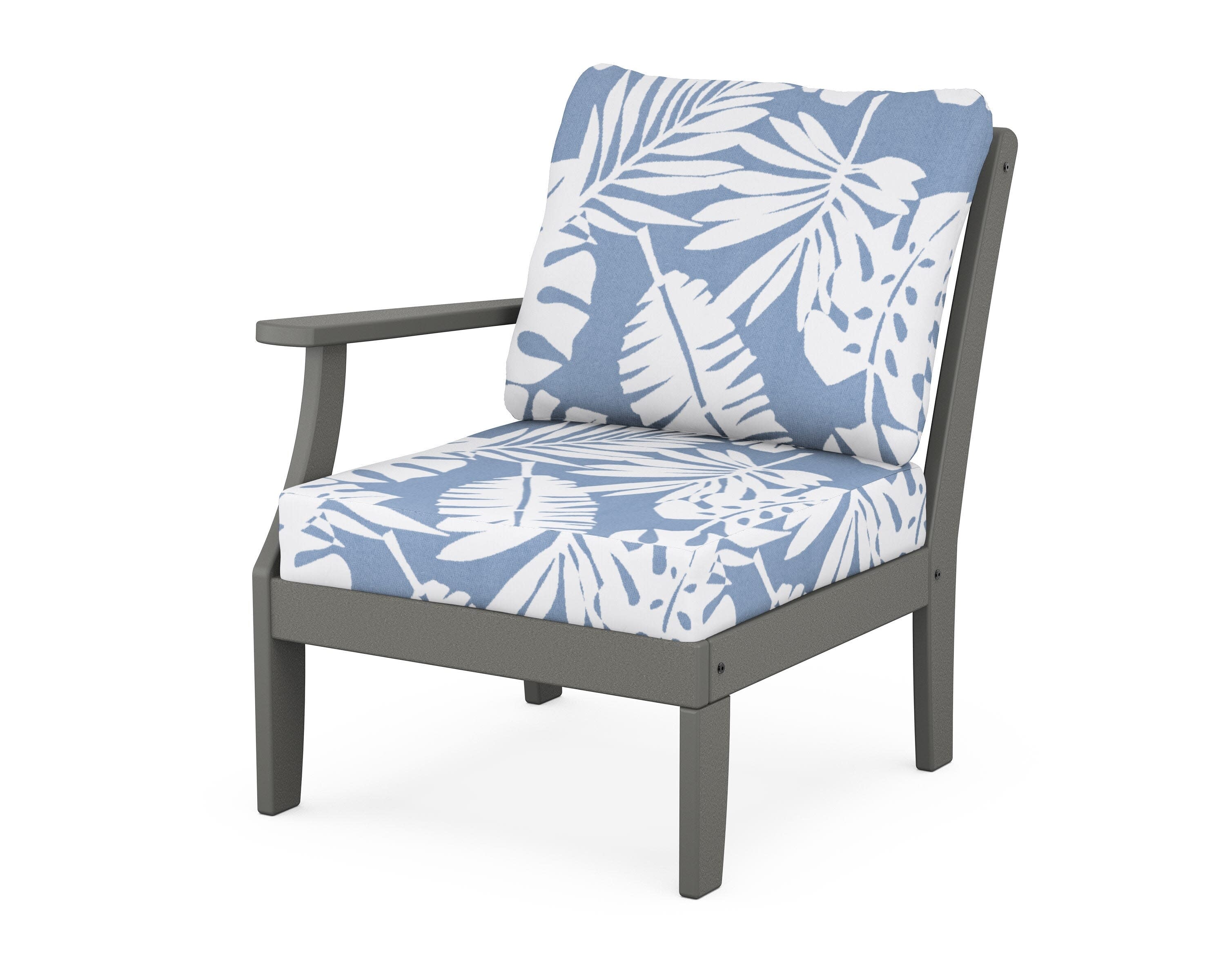 Yacht Club Modular Left Arm Chair in Stepping Stone / Leaf Sky Blue