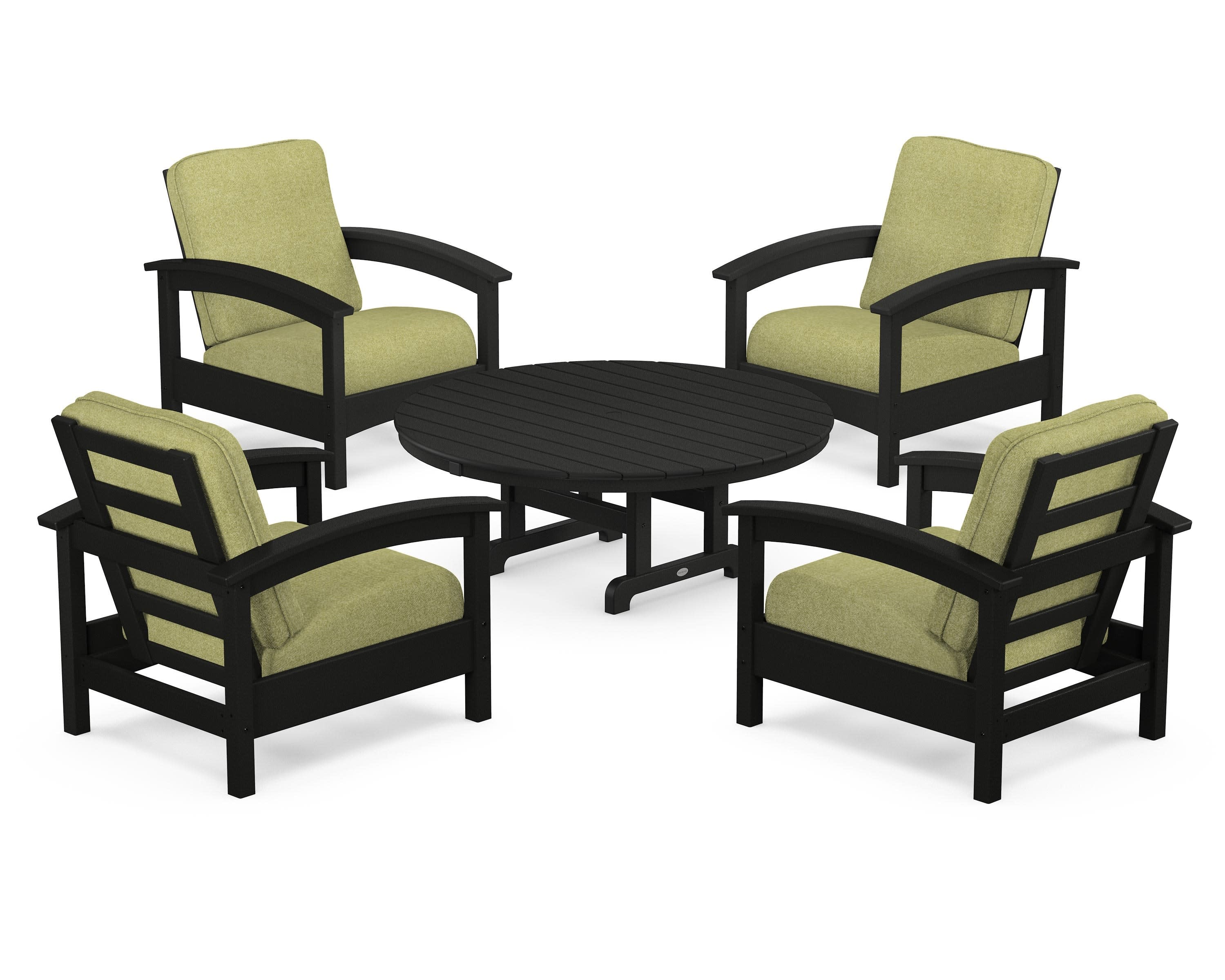 Rockport 5-Piece Deep Seating Set in Charcoal Black / Chartreuse Boucle