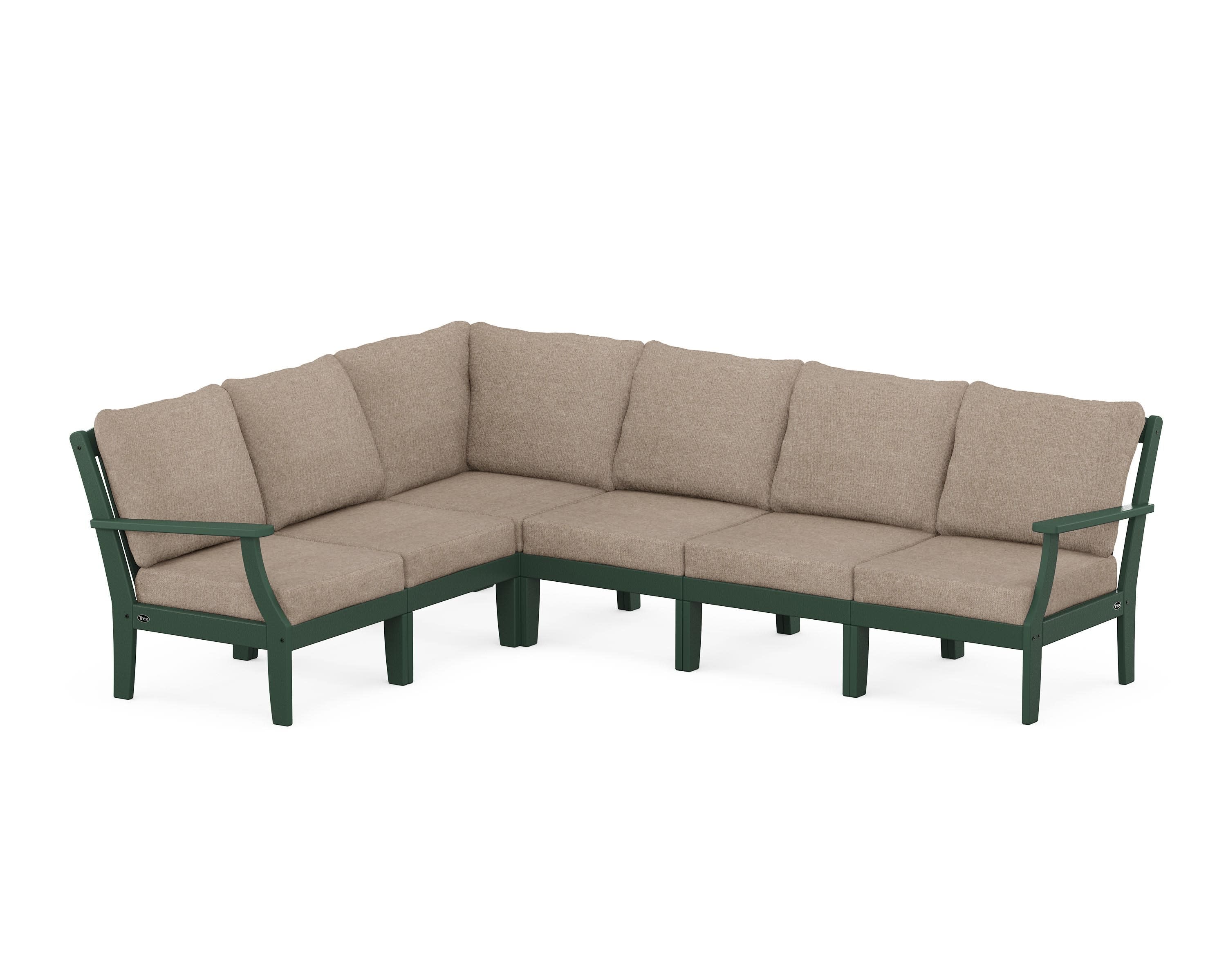Yacht Club Modular 6-Piece Deep Seating Set in Rainforest Canopy / Spiced Burlap