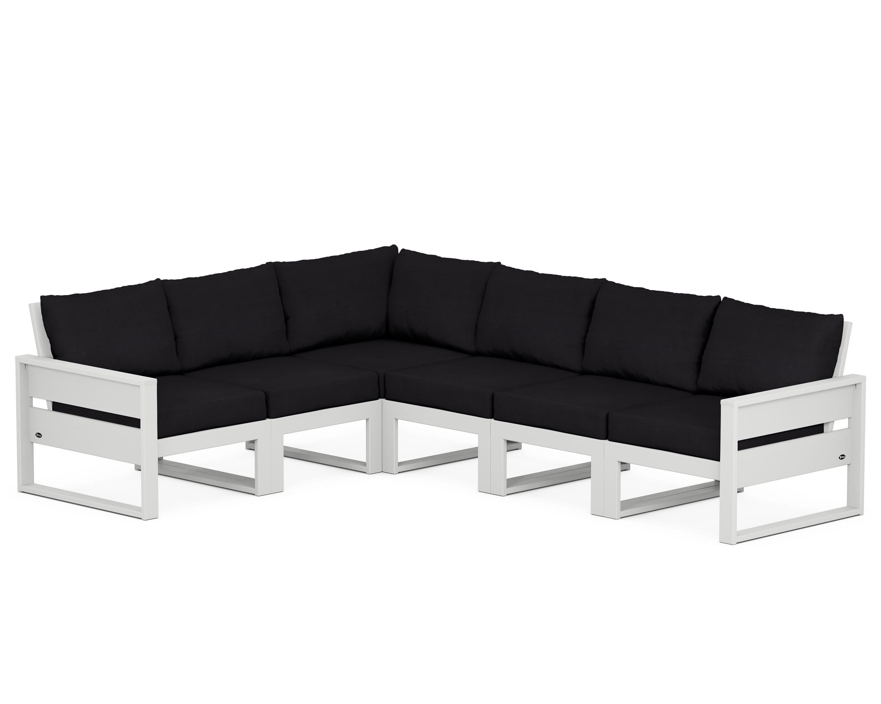 Eastport 6-Piece Sectional in Classic White / Midnight Linen