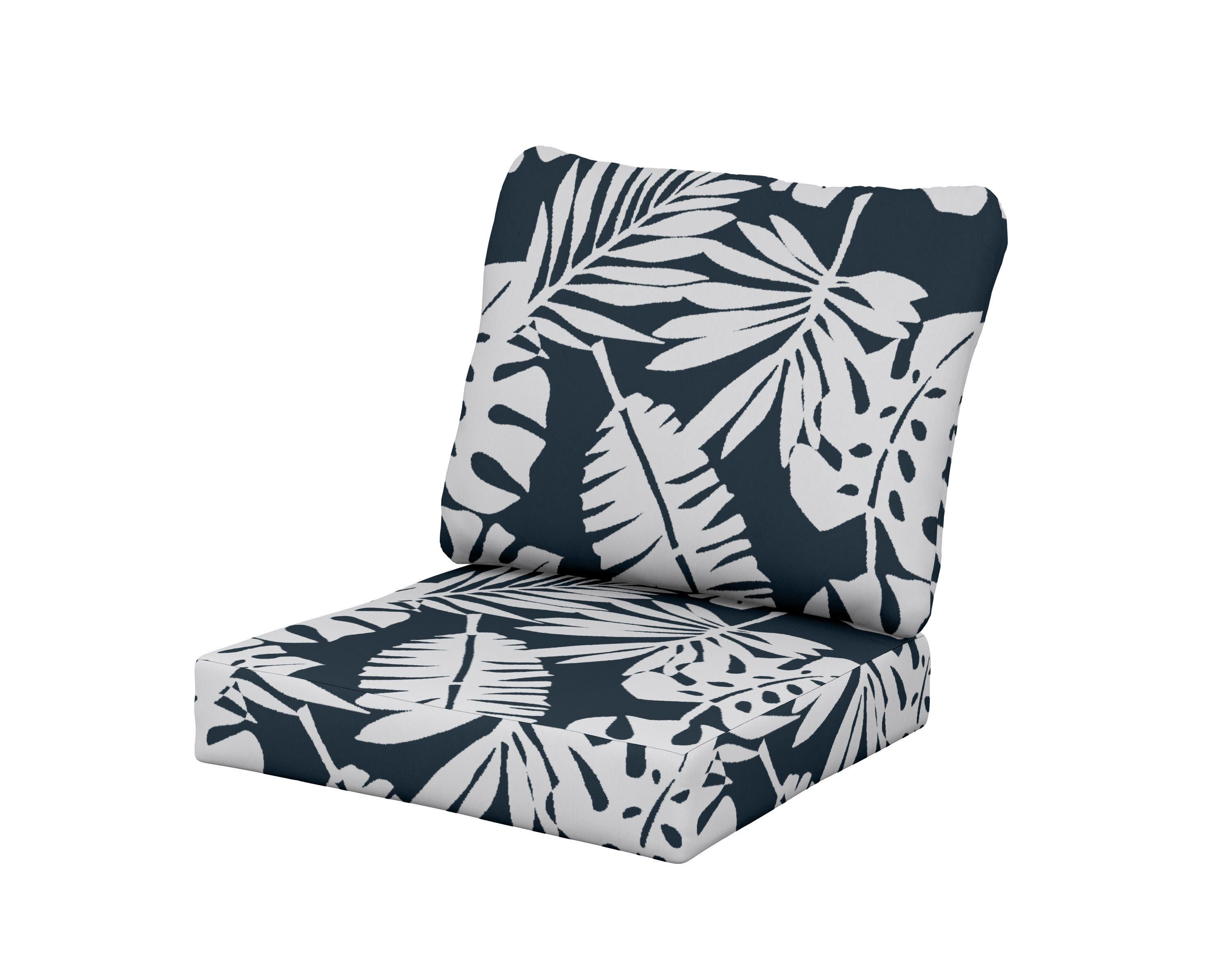 Baffle Seat/Back Cushion in Leaf Marine Indigo