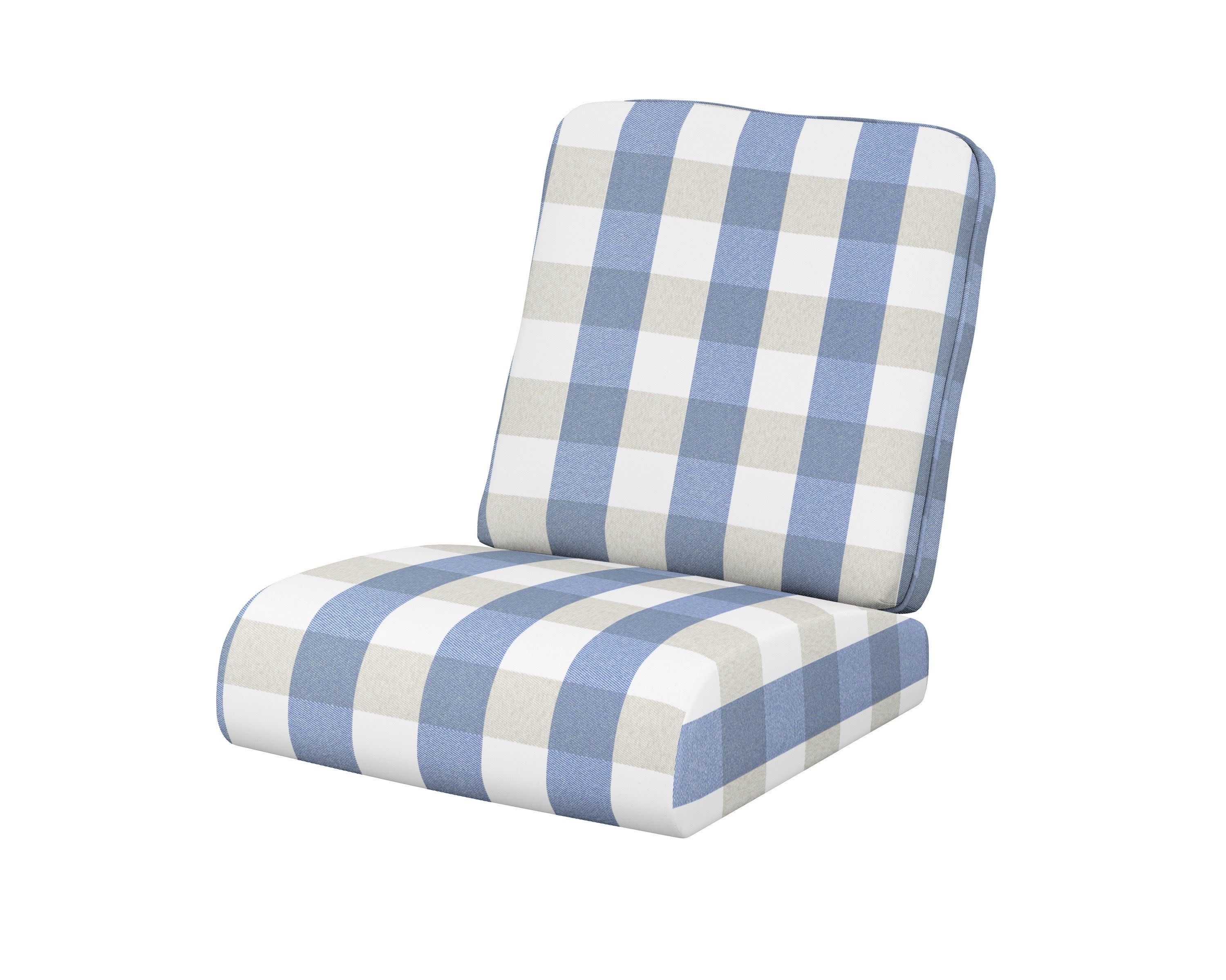 Club Seat/Back Cushion in Buffalo Plaid Sky Blue