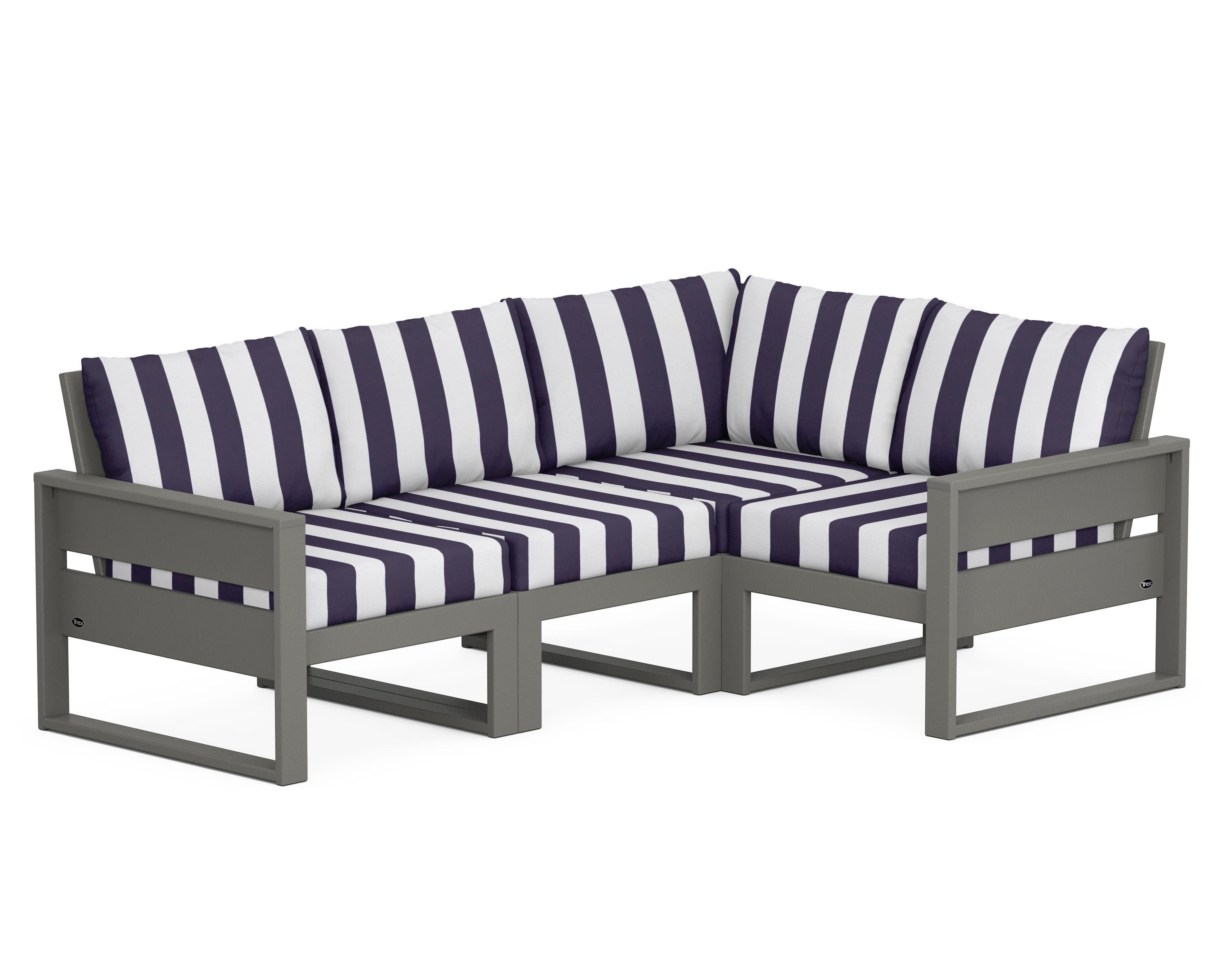 Eastport 4- Piece Sectional in Stepping Stone / Cabana Stripe Navy