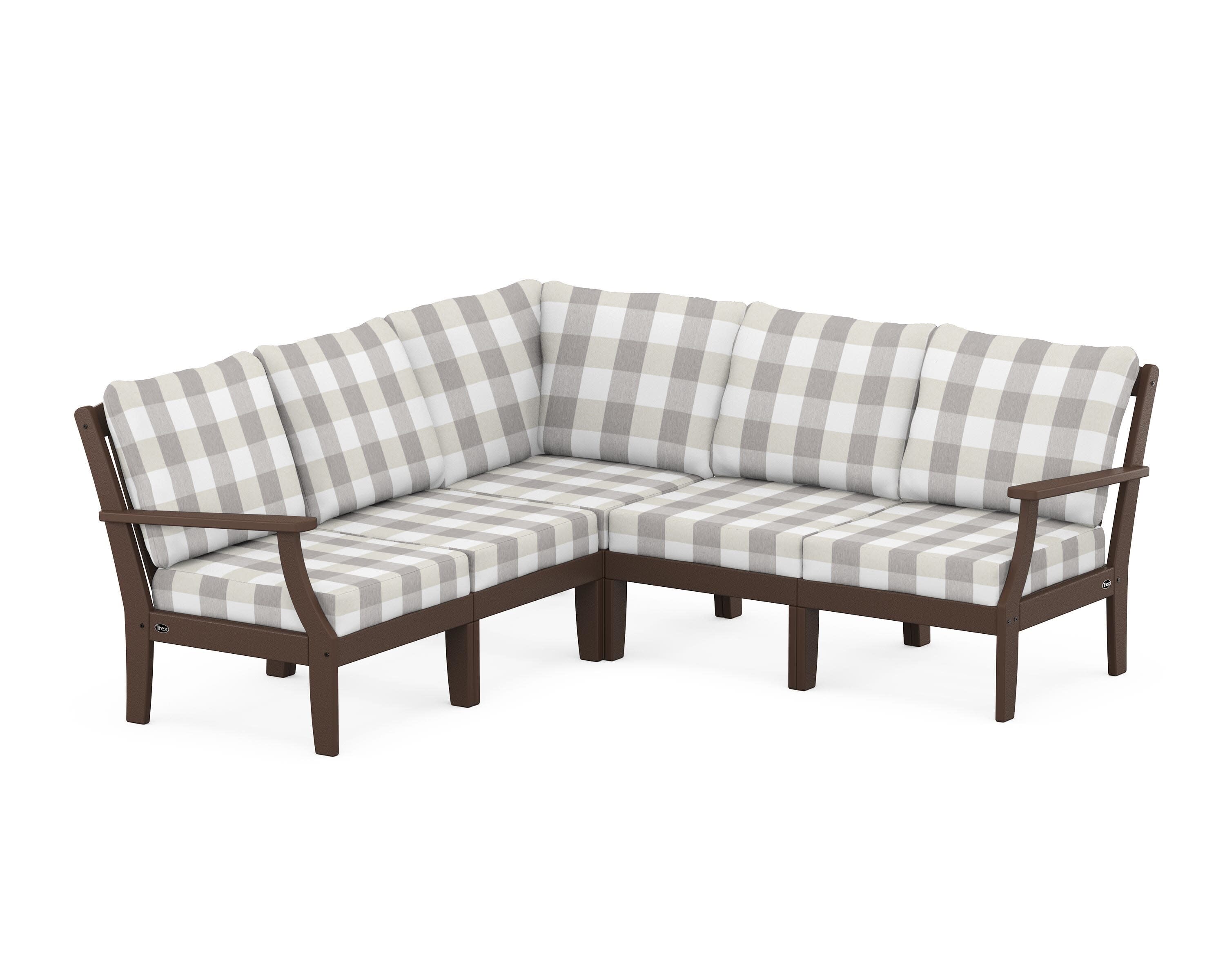 Yacht Club Modular 5-Piece Deep Seating Set in Vintage Lantern / Buffalo Plaid Grey Mist