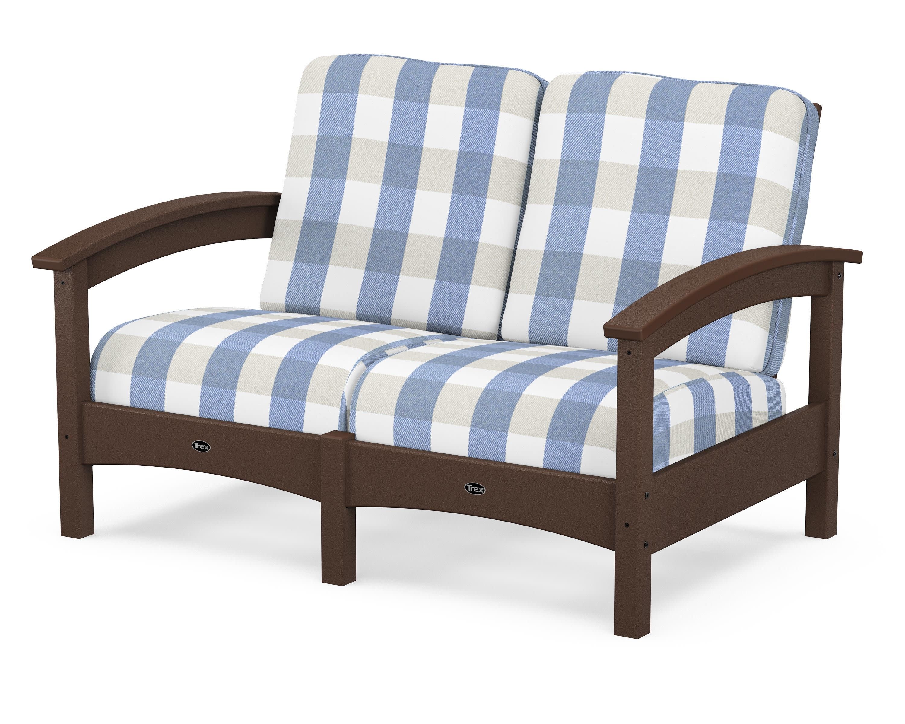 Rockport Club Loveseat in Vintage Lantern / Buffalo Plaid Sky Blue