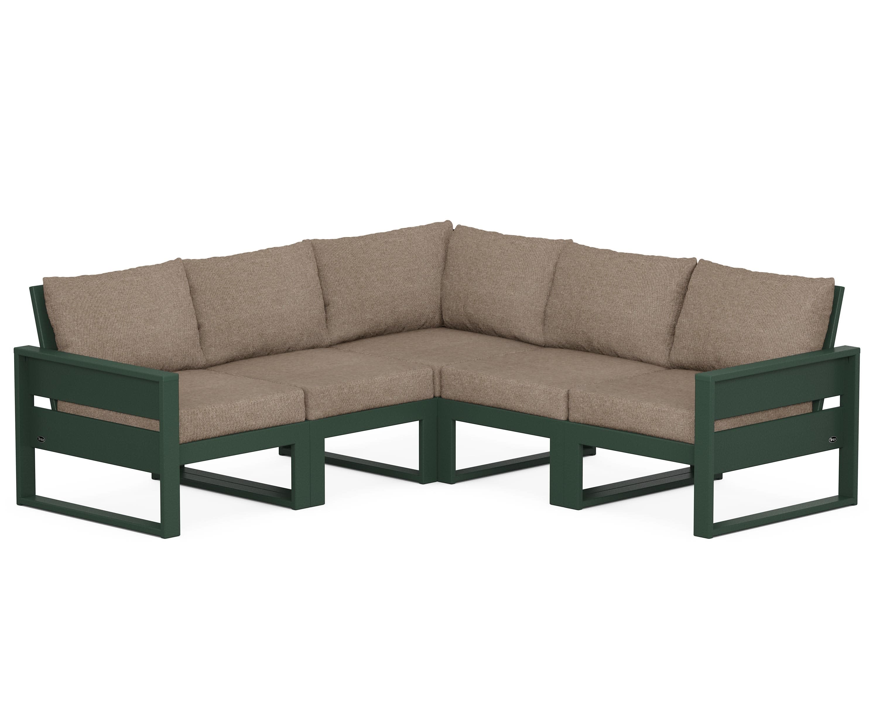Eastport 5-Piece Sectional in Rainforest Canopy / Spiced Burlap
