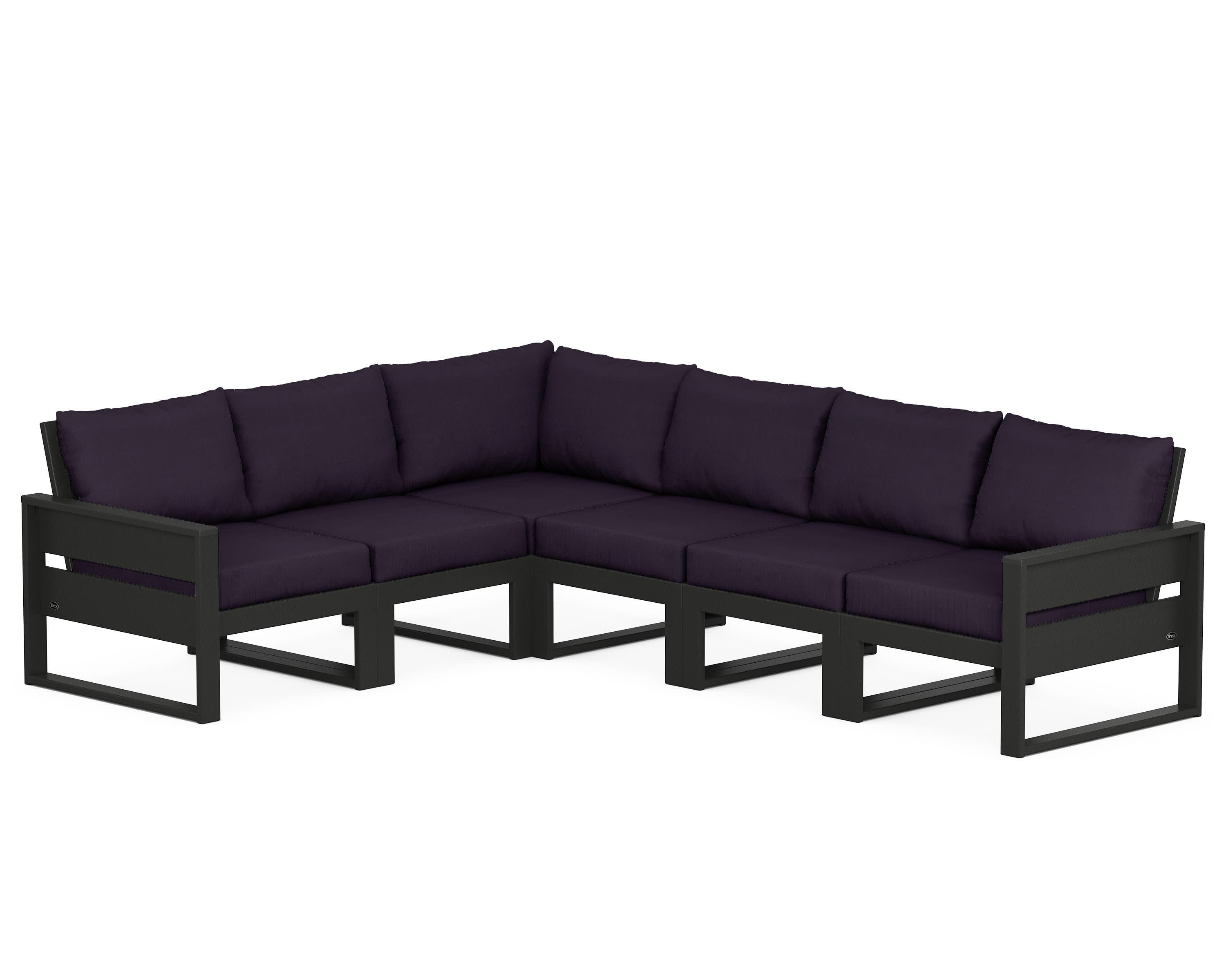 Eastport 6-Piece Sectional in Charcoal Black / Navy Linen
