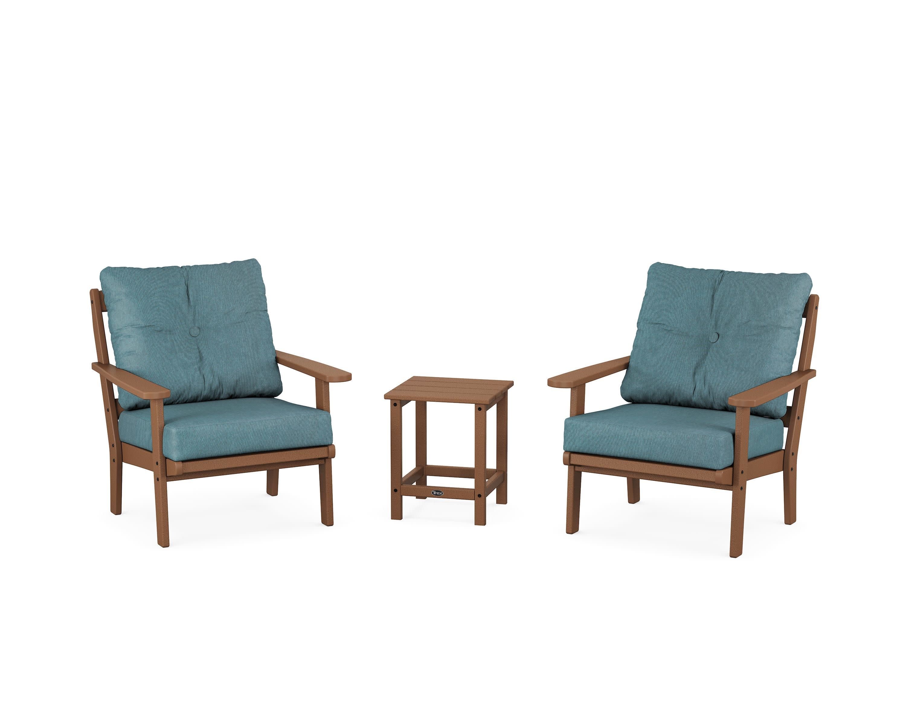 Cape Cod 3-Piece Deep Seating Set in Tree House / Ocean Teal