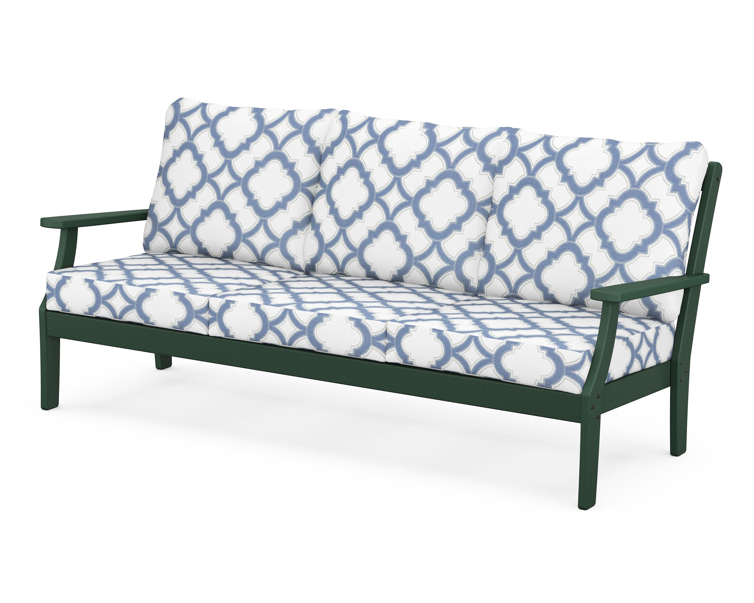 Yacht Club Deep Seating Sofa in Rainforest Canopy / Trellis Sky Blue