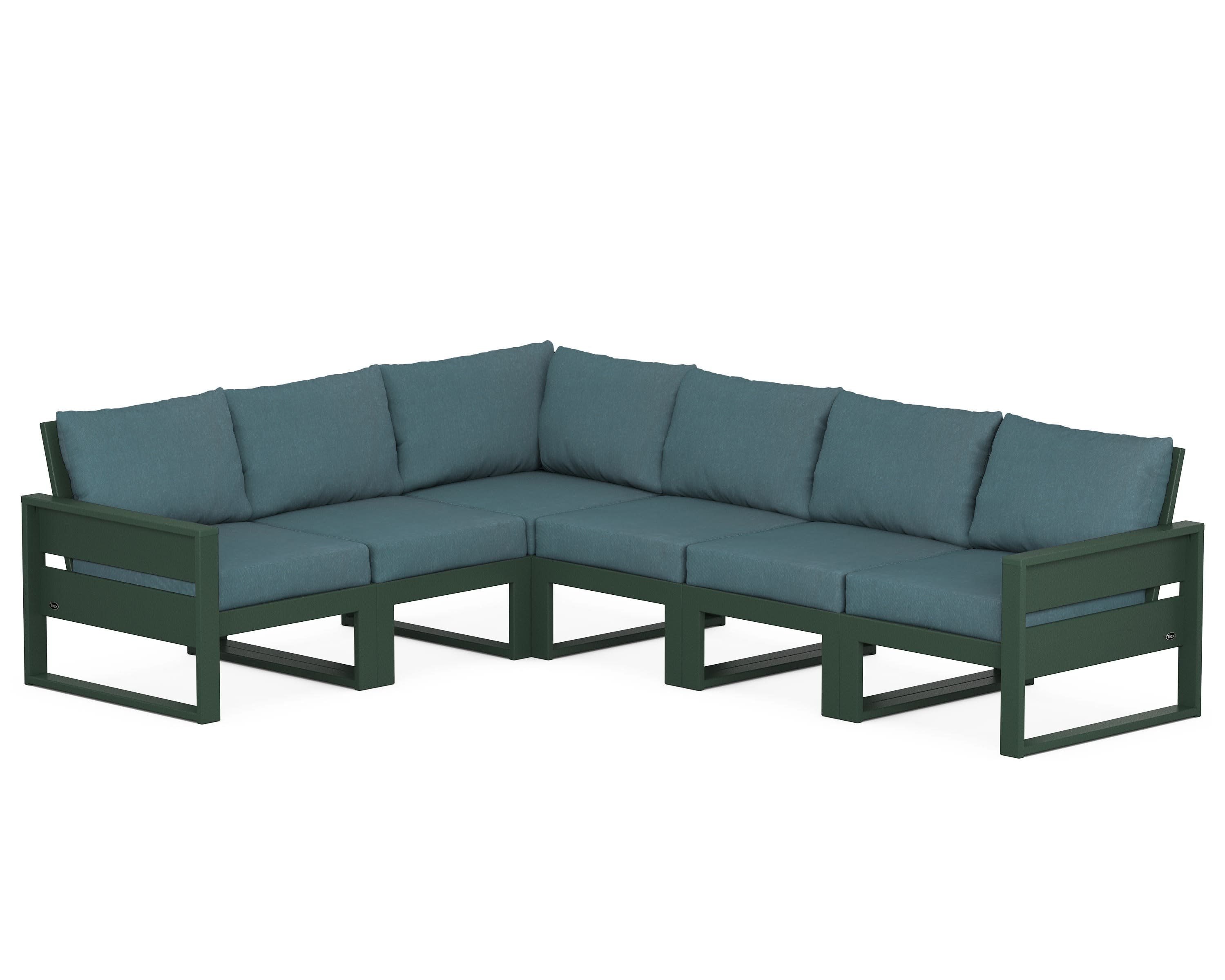 Eastport 6-Piece Sectional in Rainforest Canopy / Ocean Teal