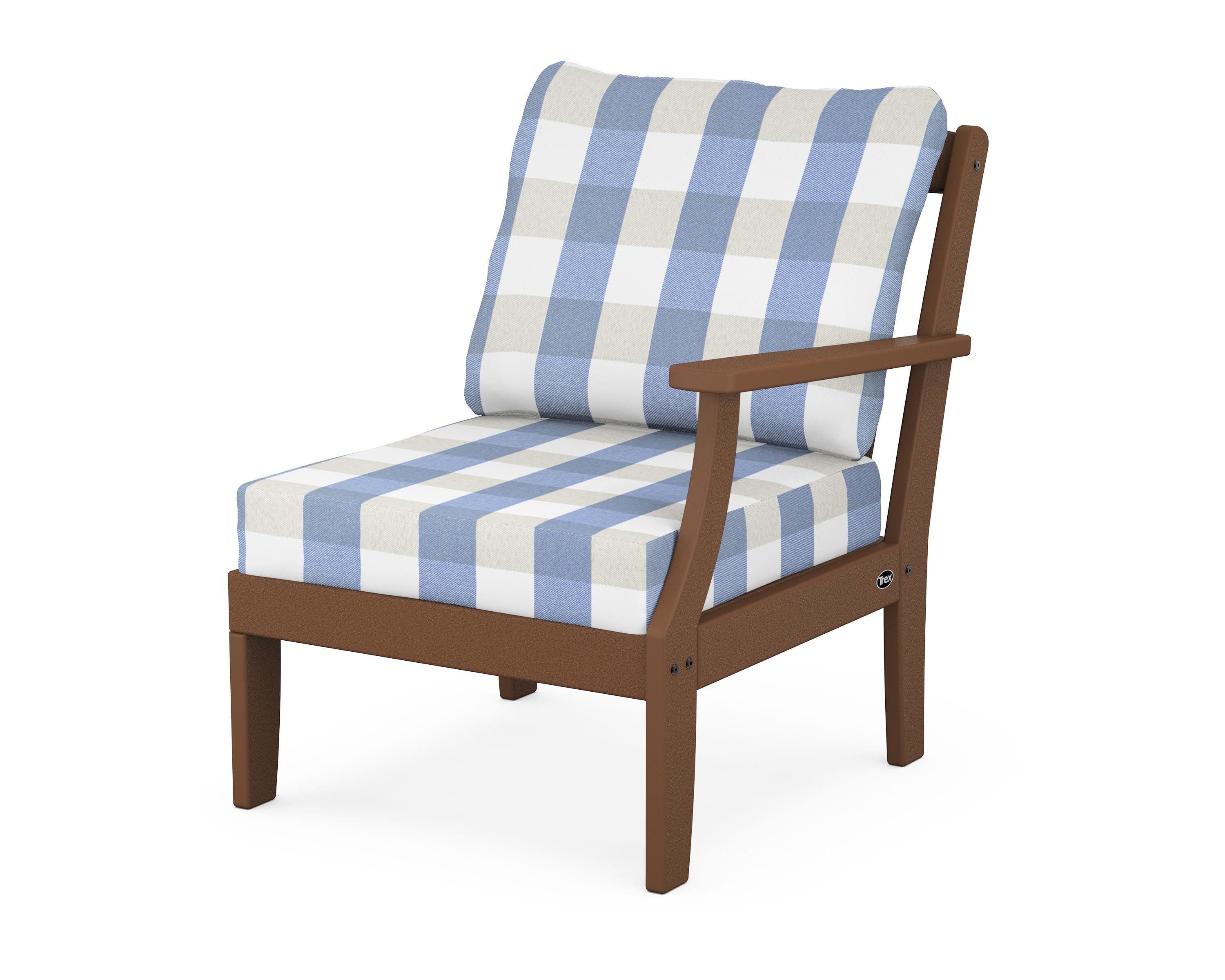 Yacht Club Modular Right Arm Chair in Tree House / Buffalo Plaid Sky Blue