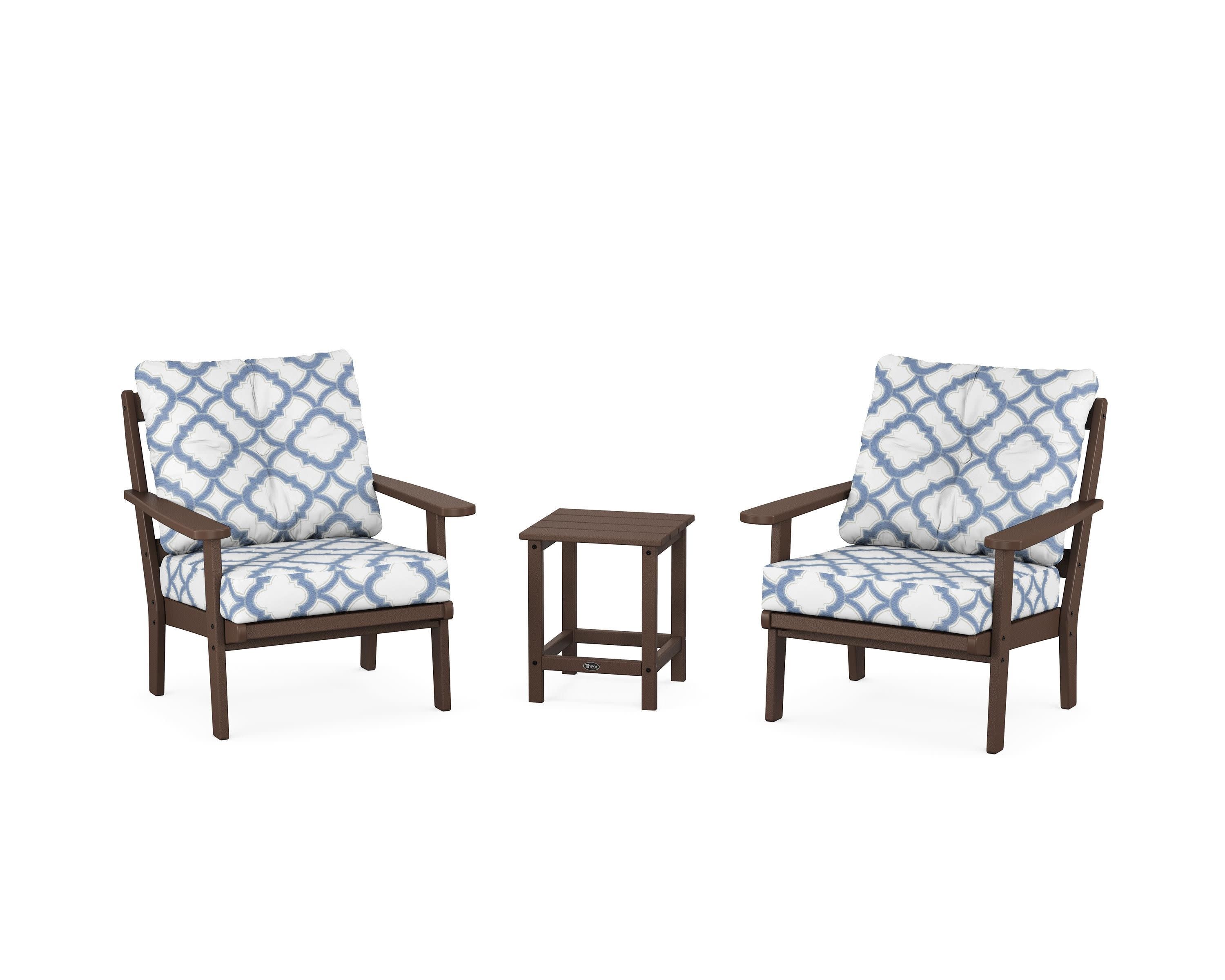 Cape Cod 3-Piece Deep Seating Set in Vintage Lantern / Trellis Sky Blue