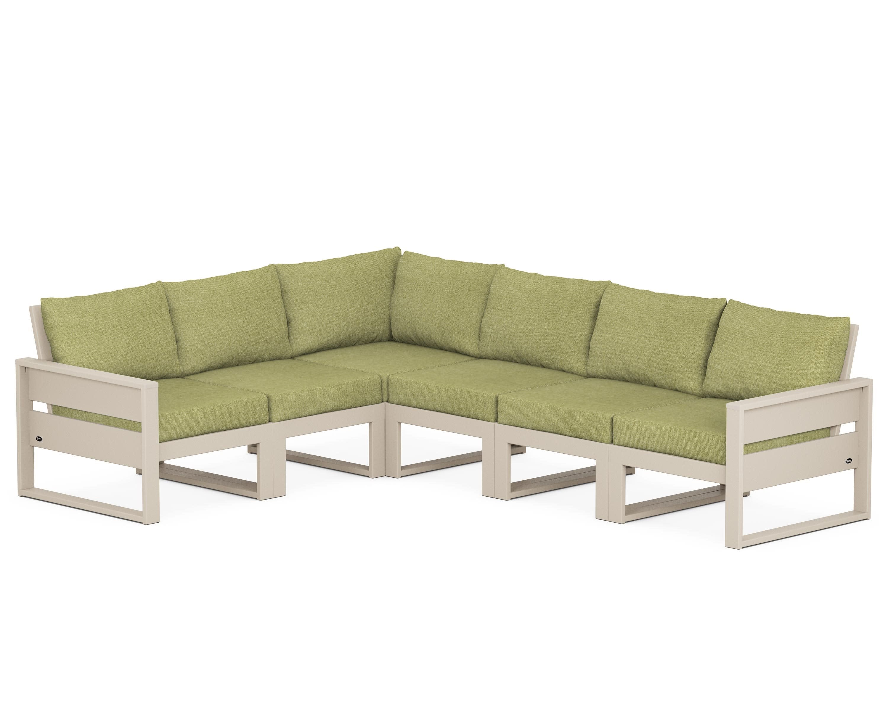 Eastport 6-Piece Sectional in Sand Castle / Chartreuse Boucle