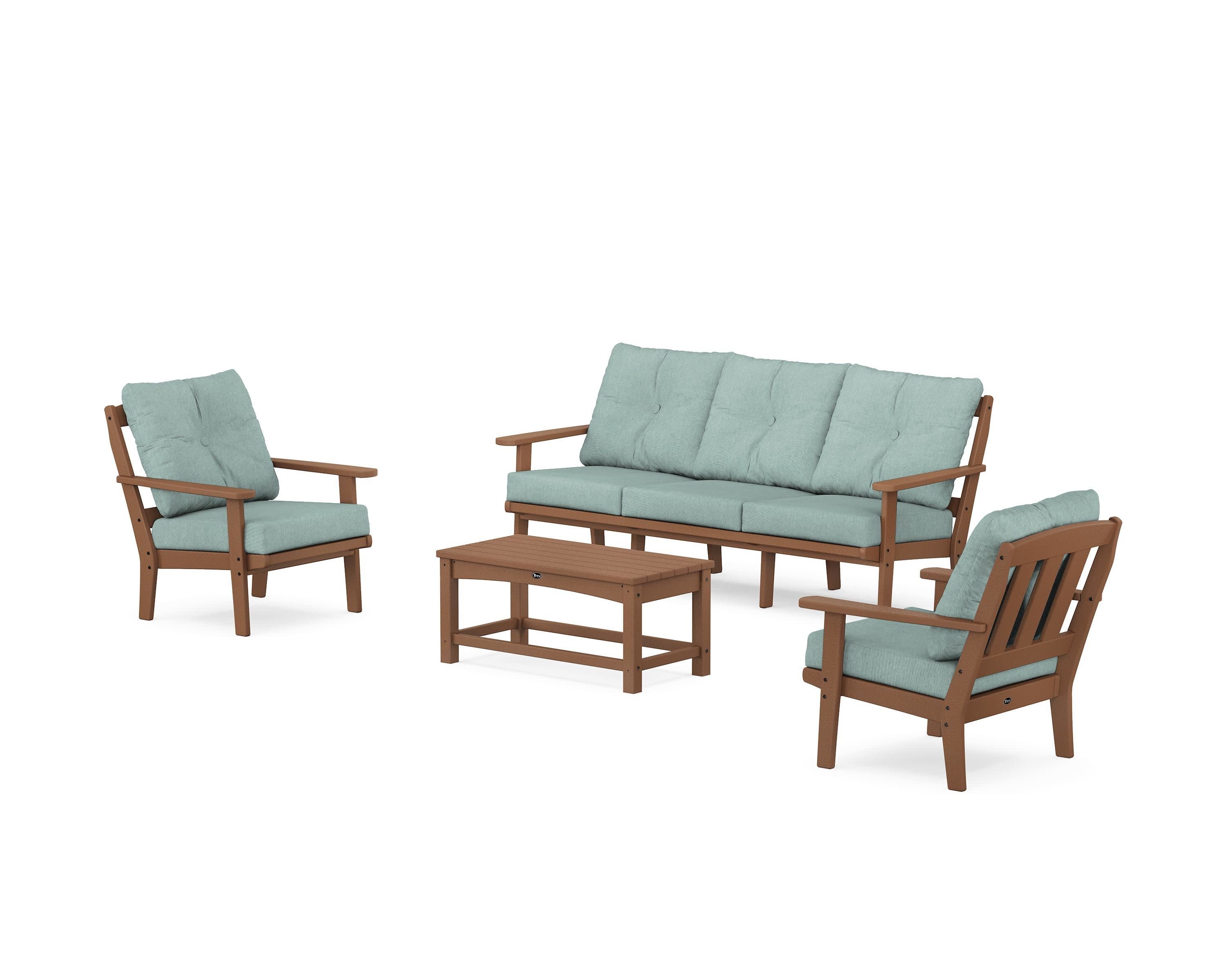 Cape Cod 4-Piece Deep Seating Set with Sofa in Tree House / Glacier Spa