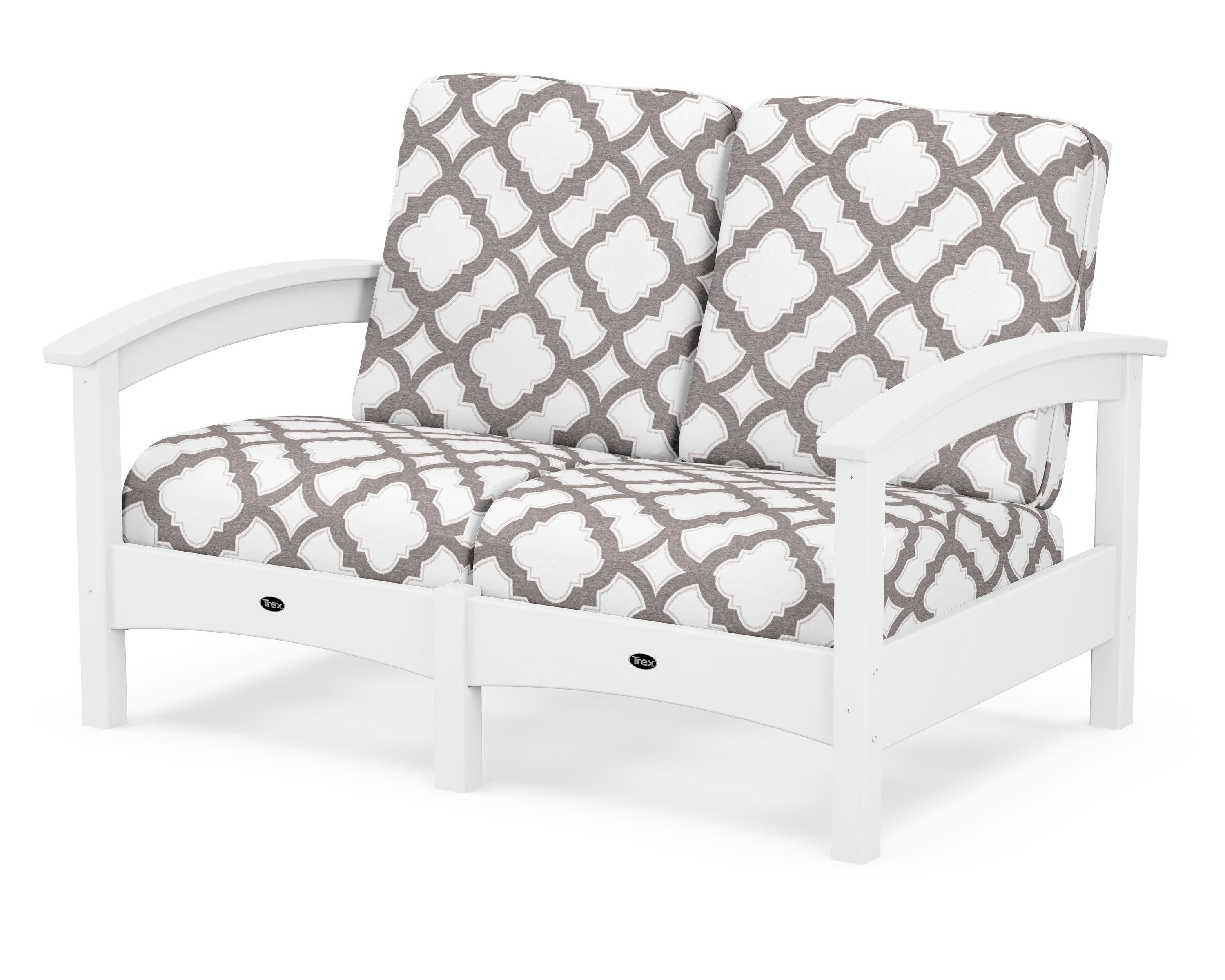 Rockport Club Loveseat in Classic White / Trellis Grey Mist
