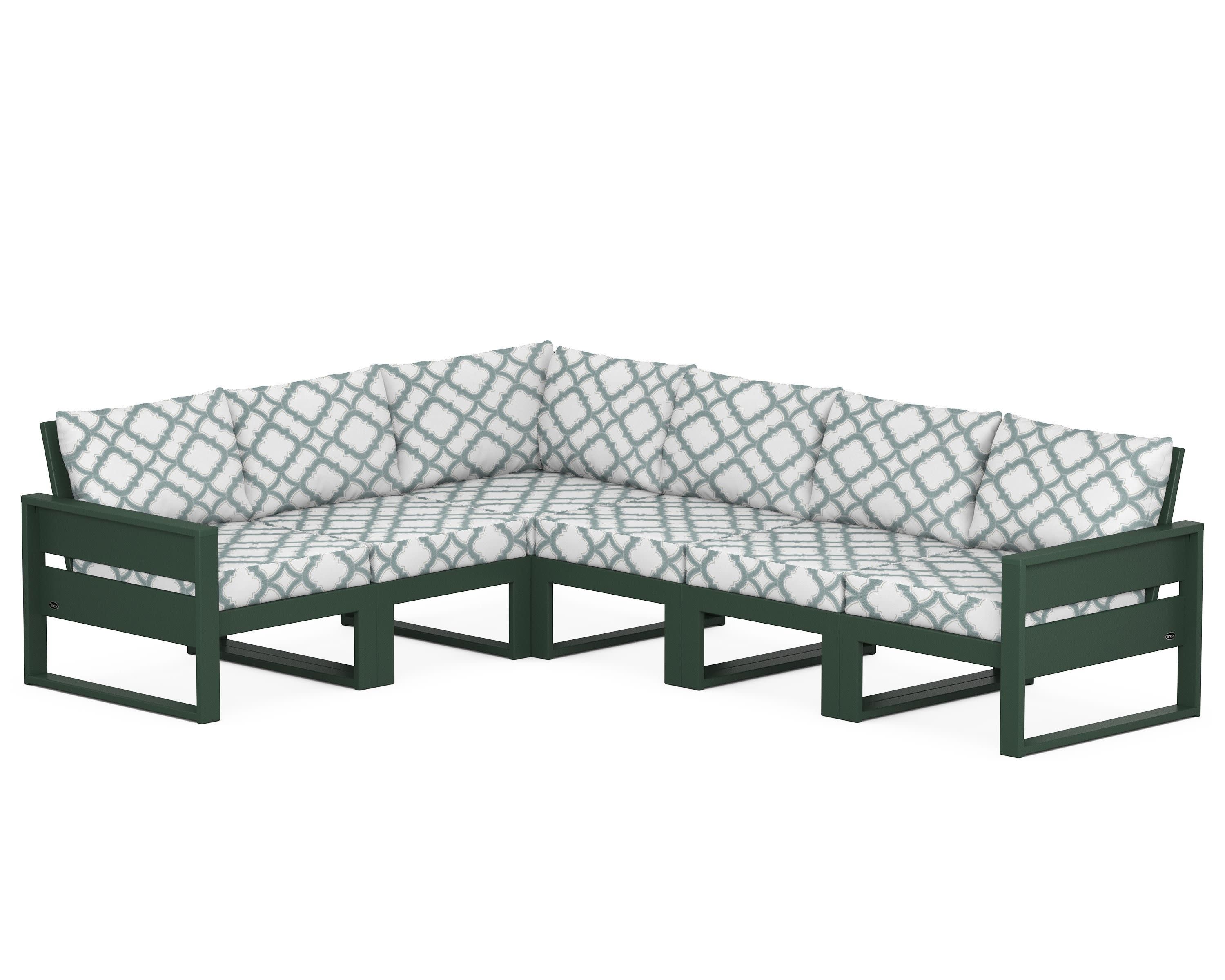 Eastport 6-Piece Sectional in Rainforest Canopy / Trellis Glacier Spa
