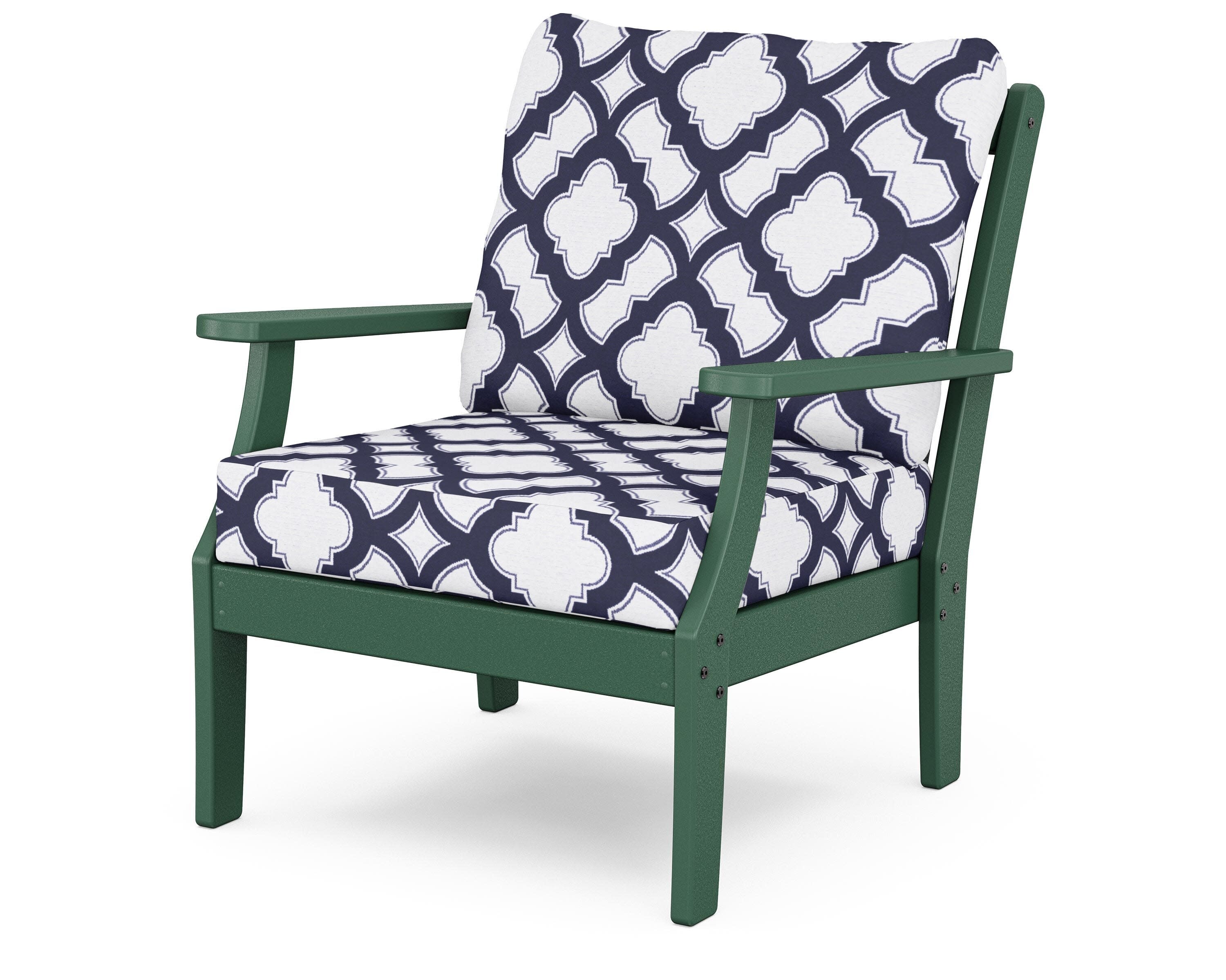 Yacht Club Deep Seating Chair in Rainforest Canopy / Trellis Navy