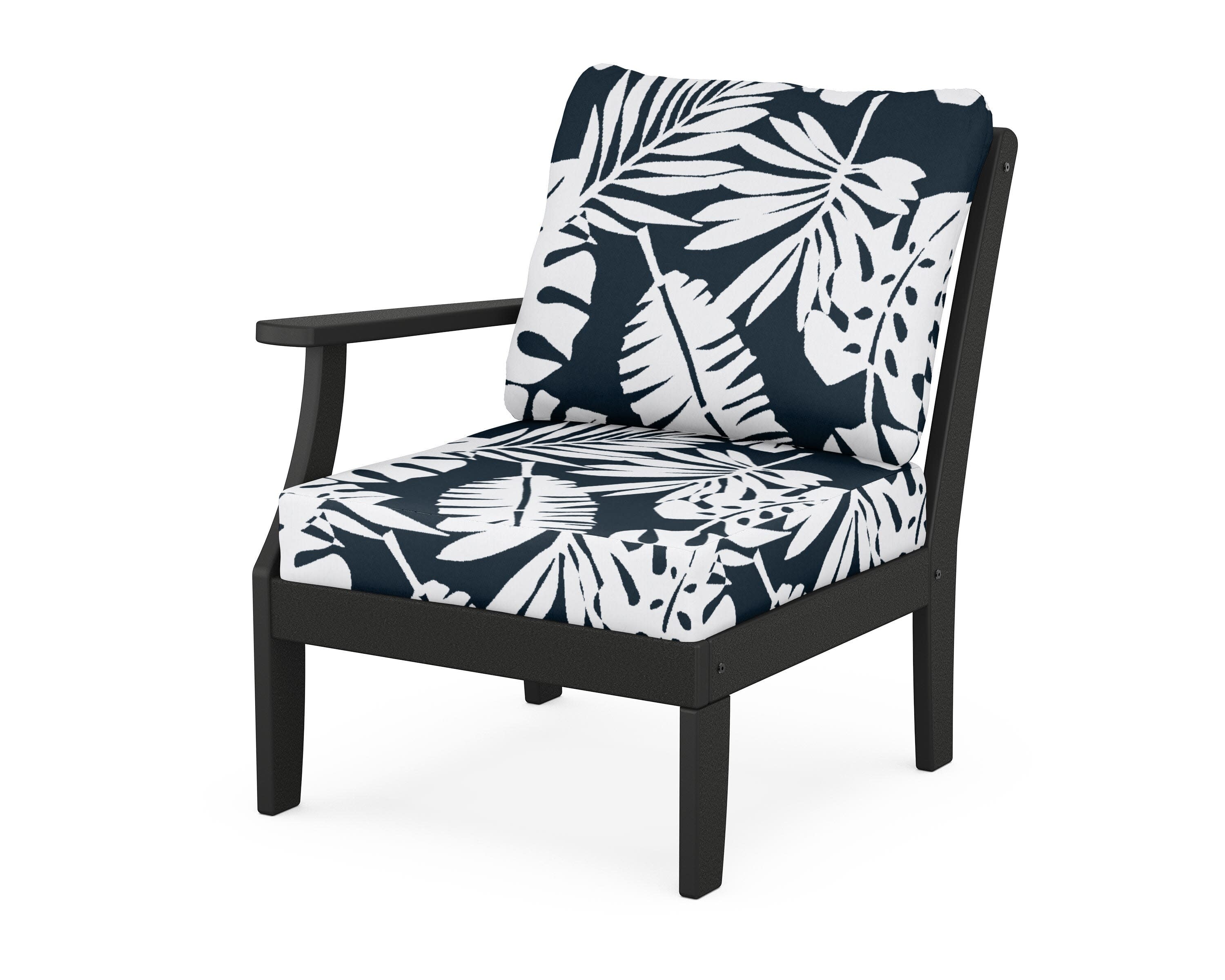 Yacht Club Modular Left Arm Chair in Charcoal Black / Leaf Marine Indigo