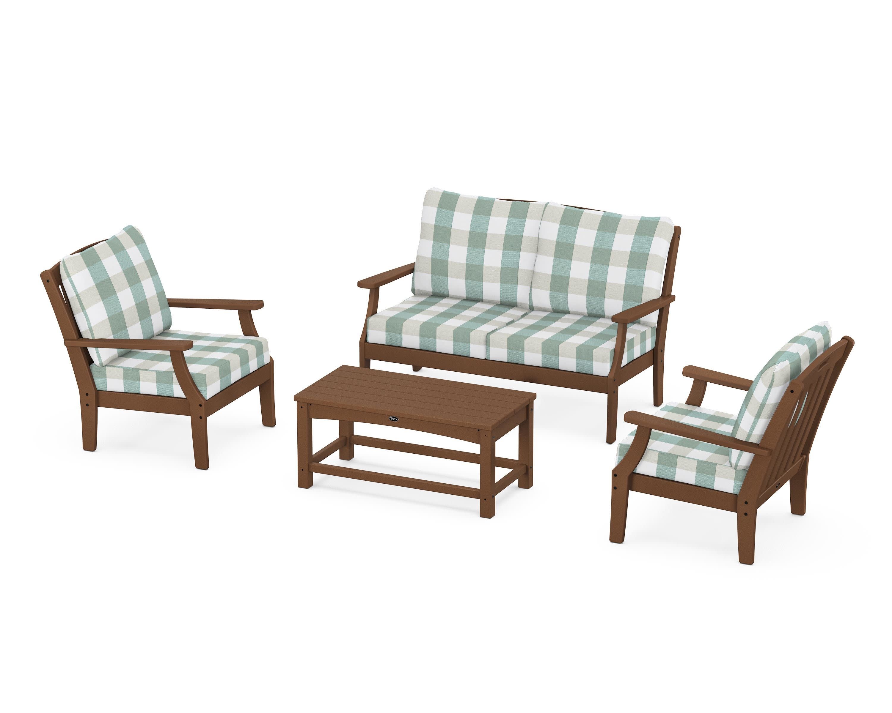 Yacht Club 4-Piece Deep Seating Chair Set in Tree House / Buffalo Plaid Glacier Spa