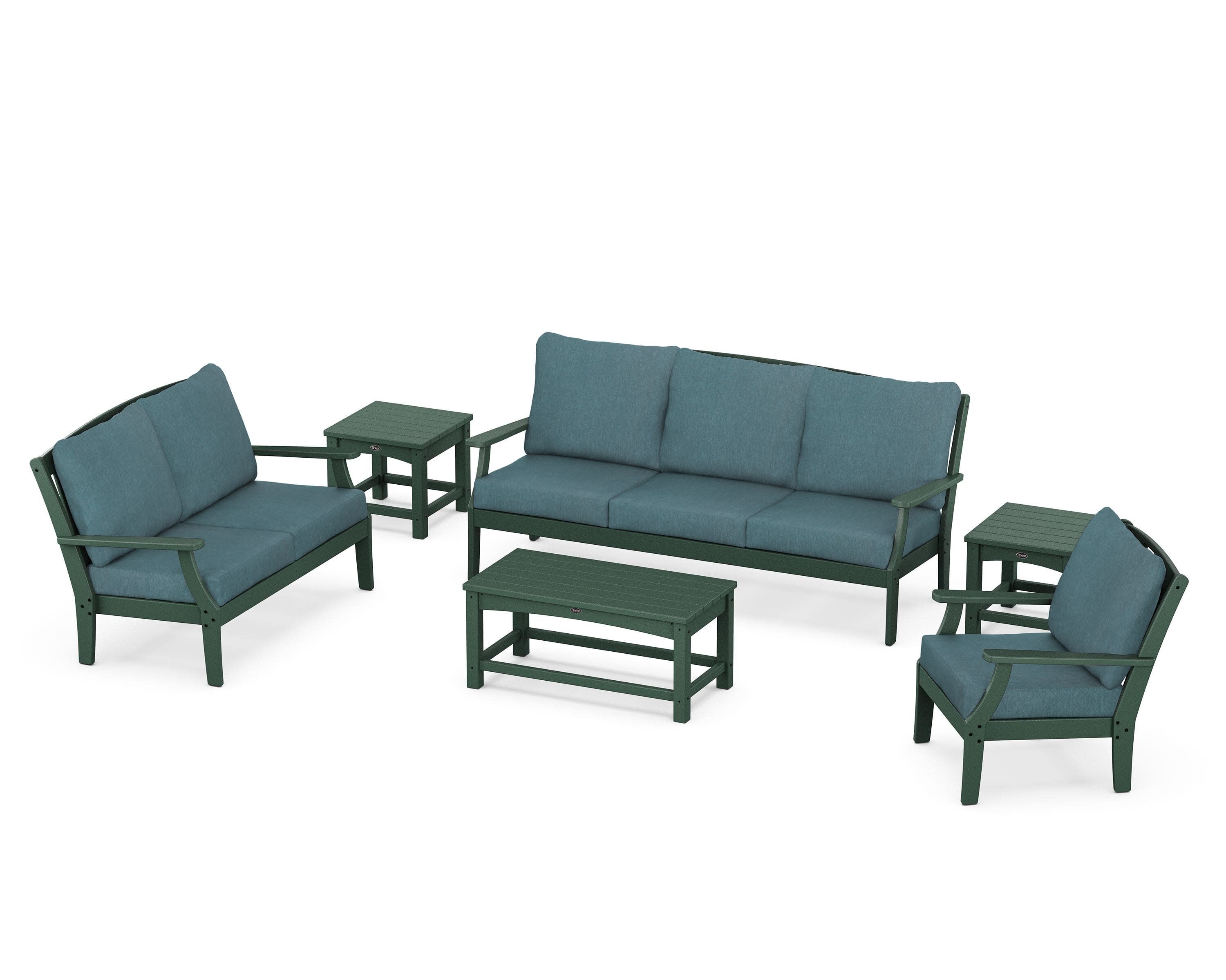 Yacht Club 6-Piece Deep Seating Set in Rainforest Canopy / Ocean Teal
