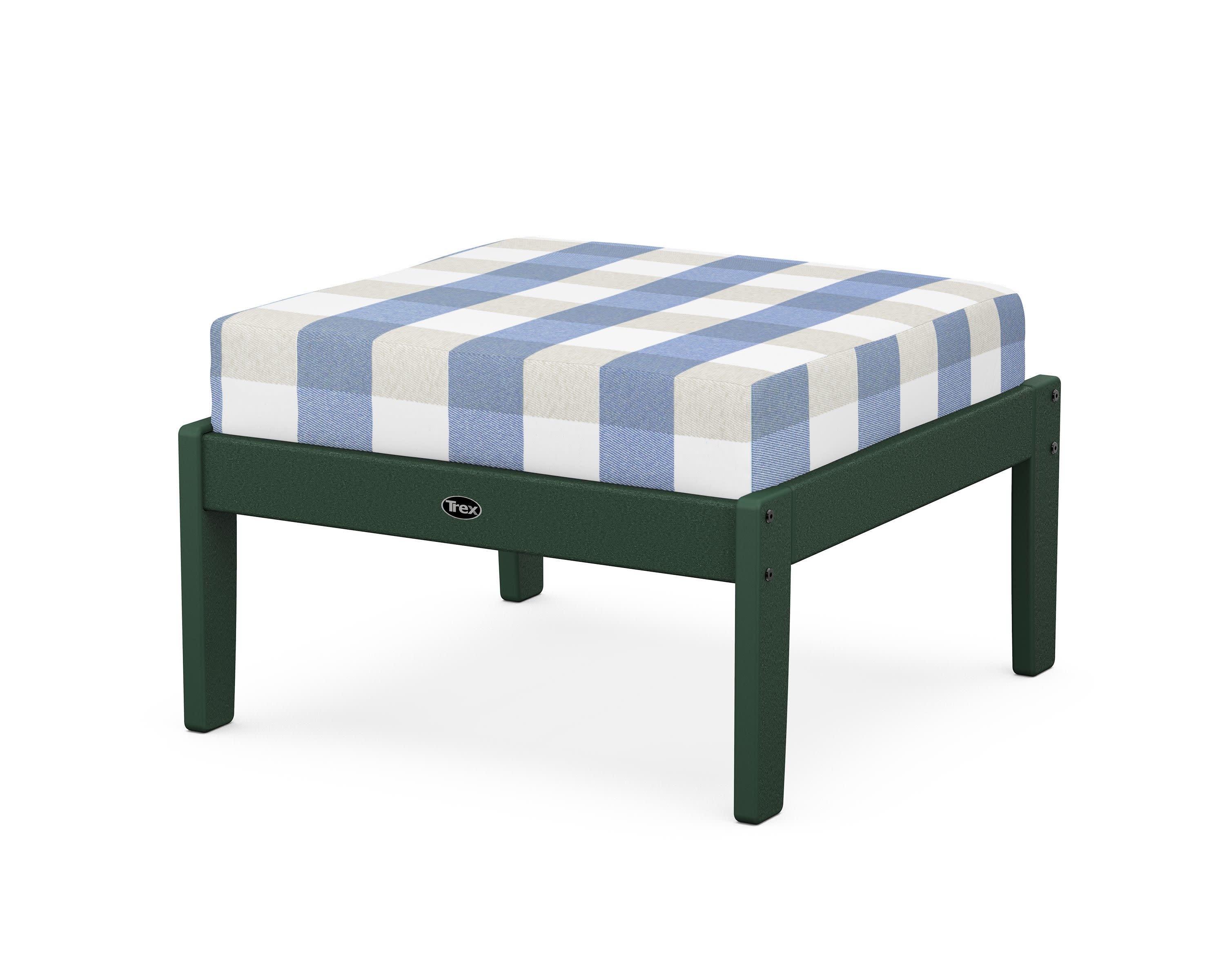 Yacht Club Deep Seating Ottoman in Rainforest Canopy / Buffalo Plaid Sky Blue