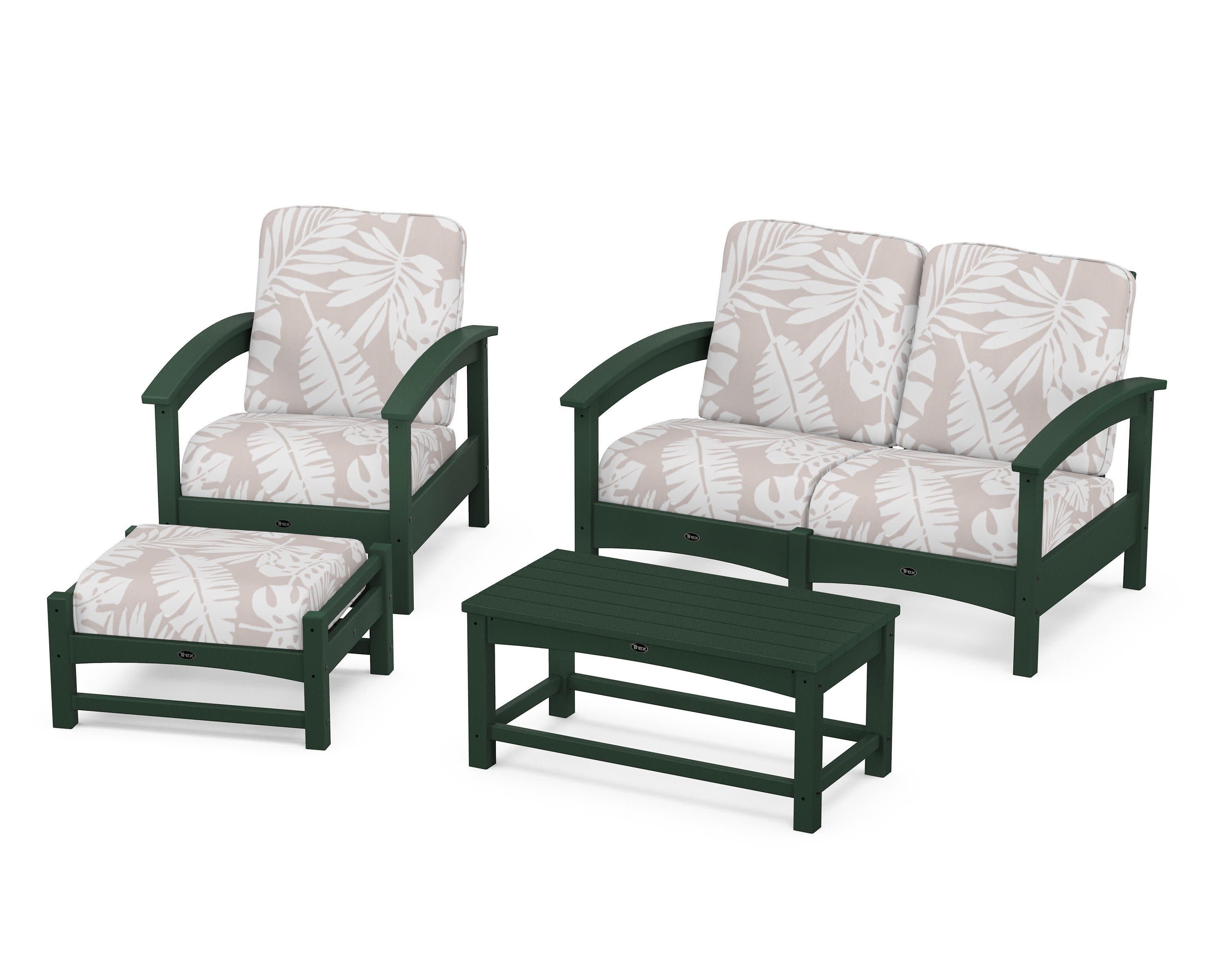 Rockport 4-Piece Deep Seating Conversation Group in Rainforest Canopy / Leaf Dune Burlap