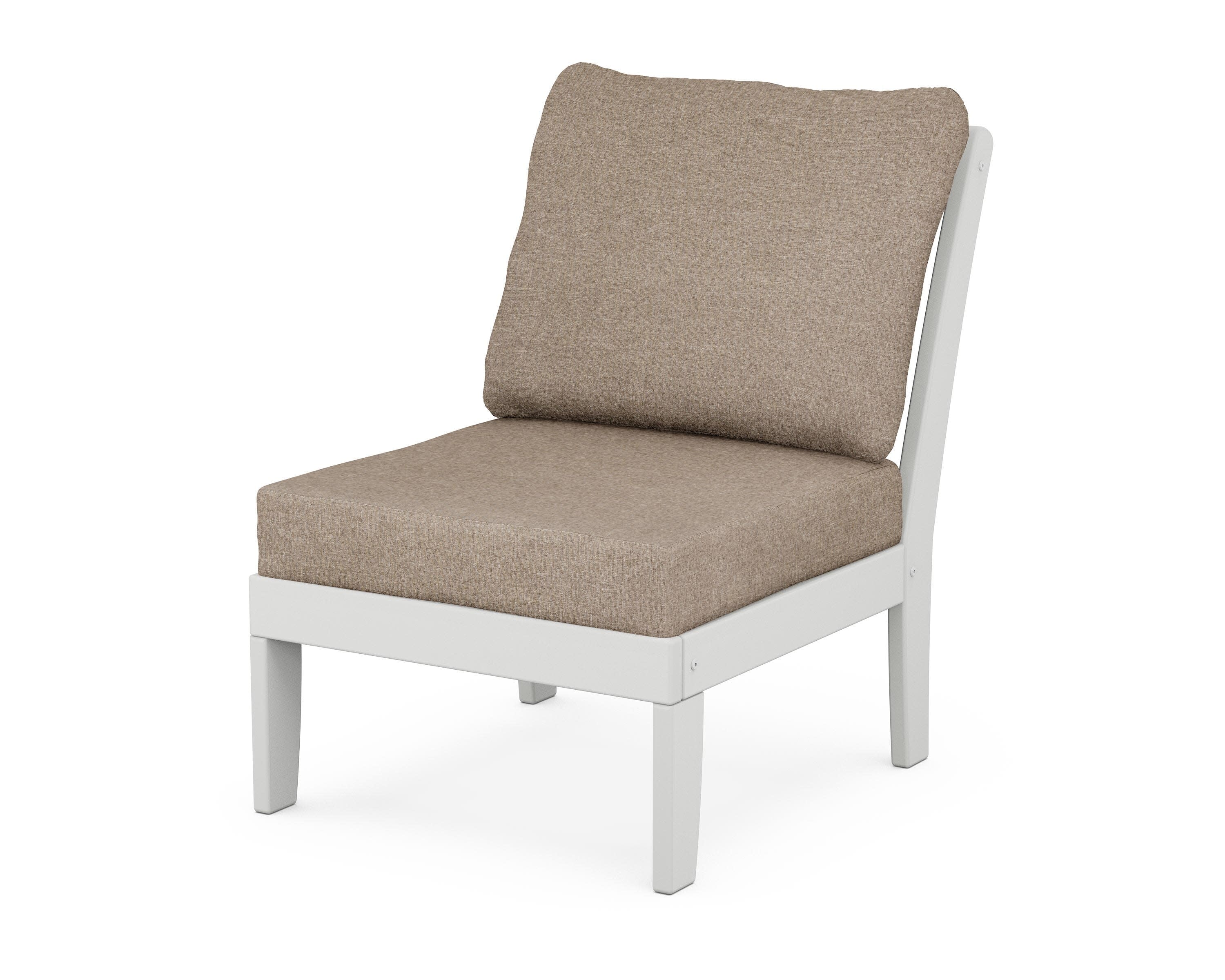 Yacht Club Modular Armless Chair in Classic White / Spiced Burlap