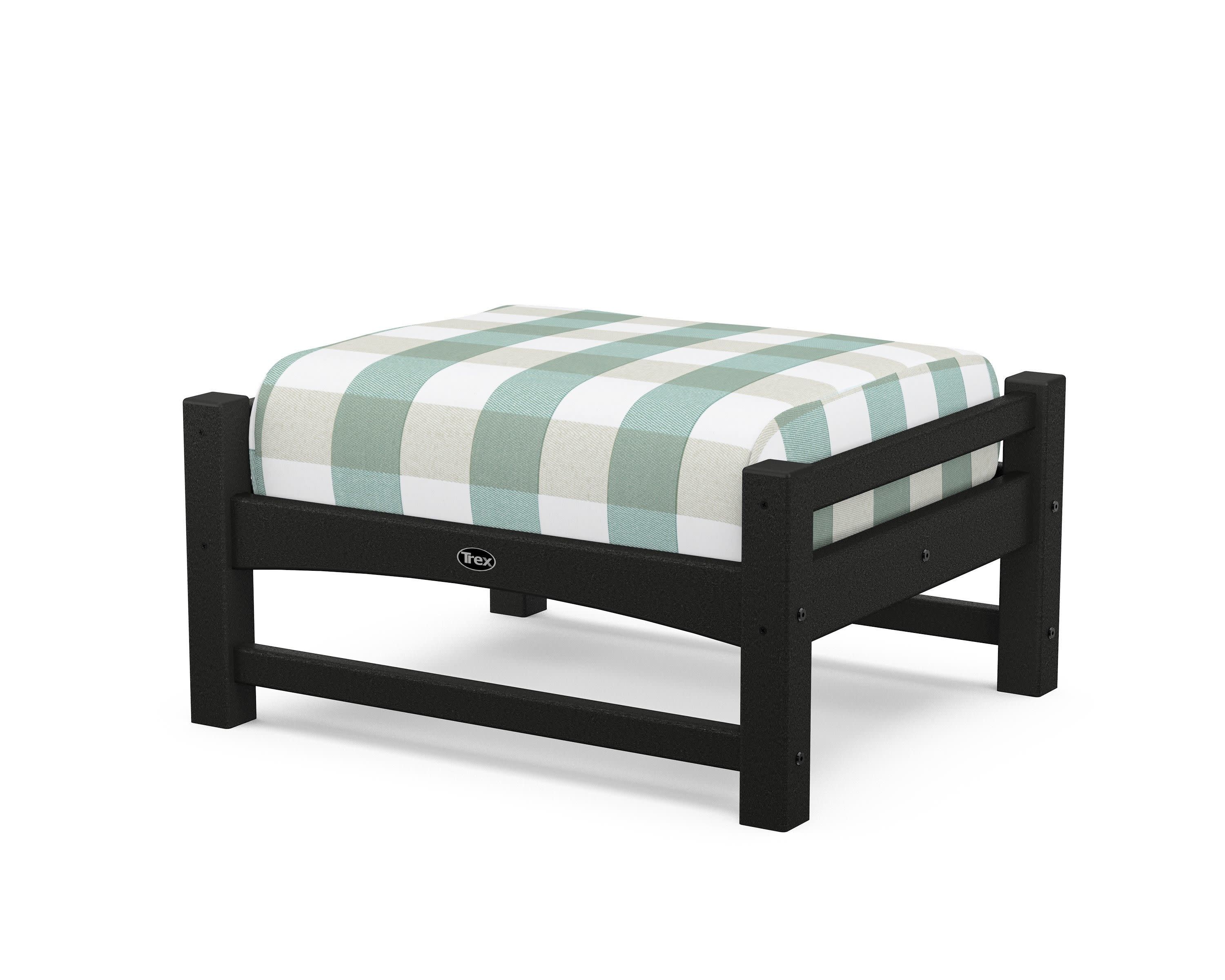 Rockport Club Ottoman in Charcoal Black / Buffalo Plaid Glacier Spa
