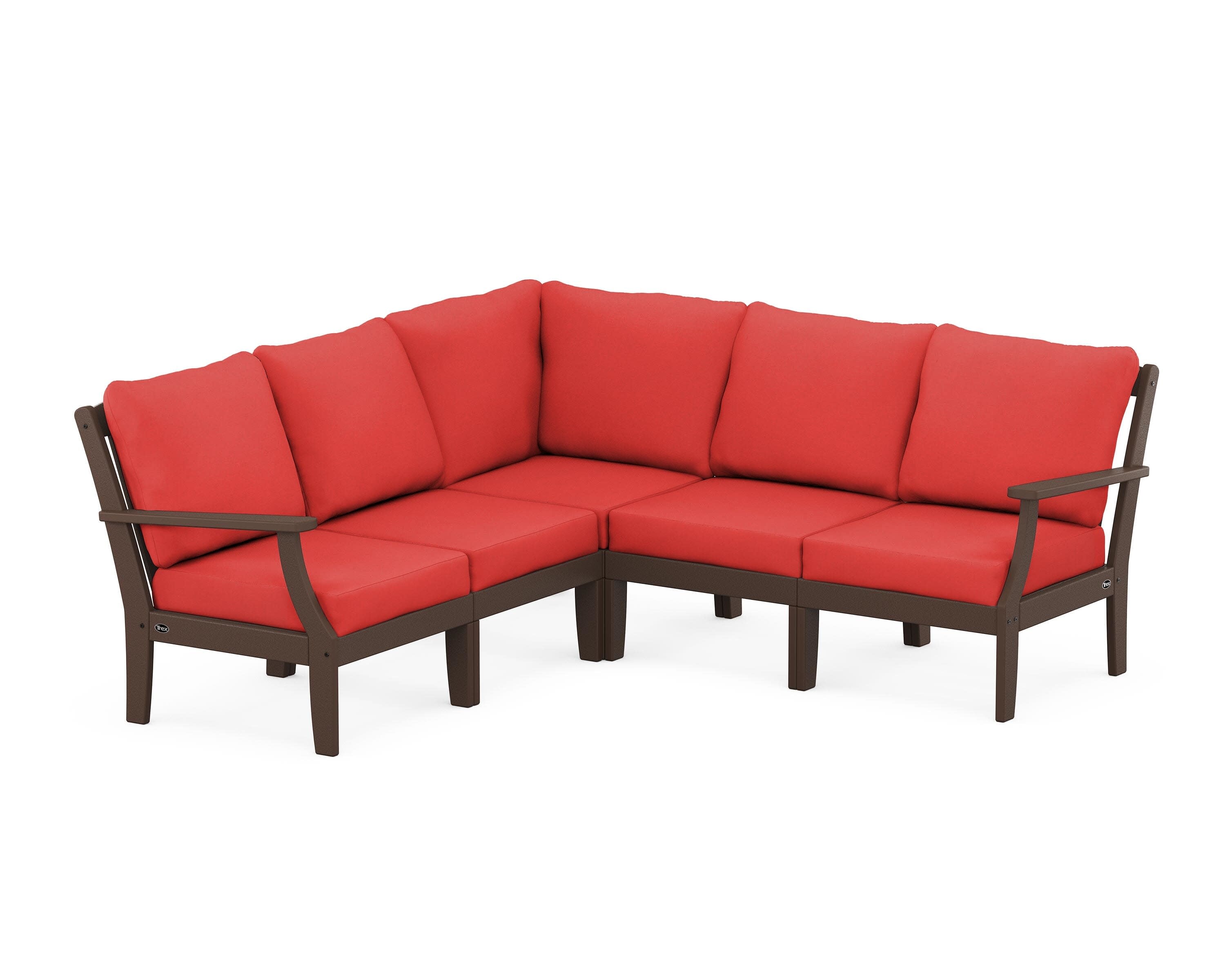 Yacht Club Modular 5-Piece Deep Seating Set in Vintage Lantern / Crimson Linen